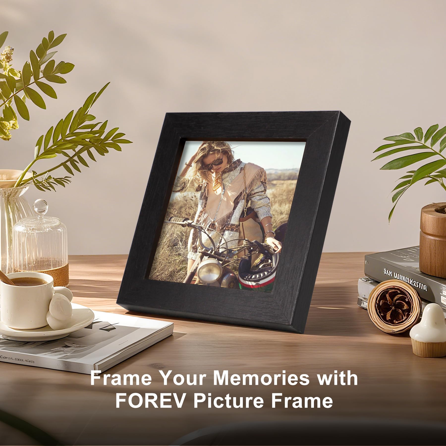 TOFOREVO Picture Frames 4x6 Set of 2 Ebony Wood Grain Photo Frame for Gallery Wall Mounting or Tabletop Display