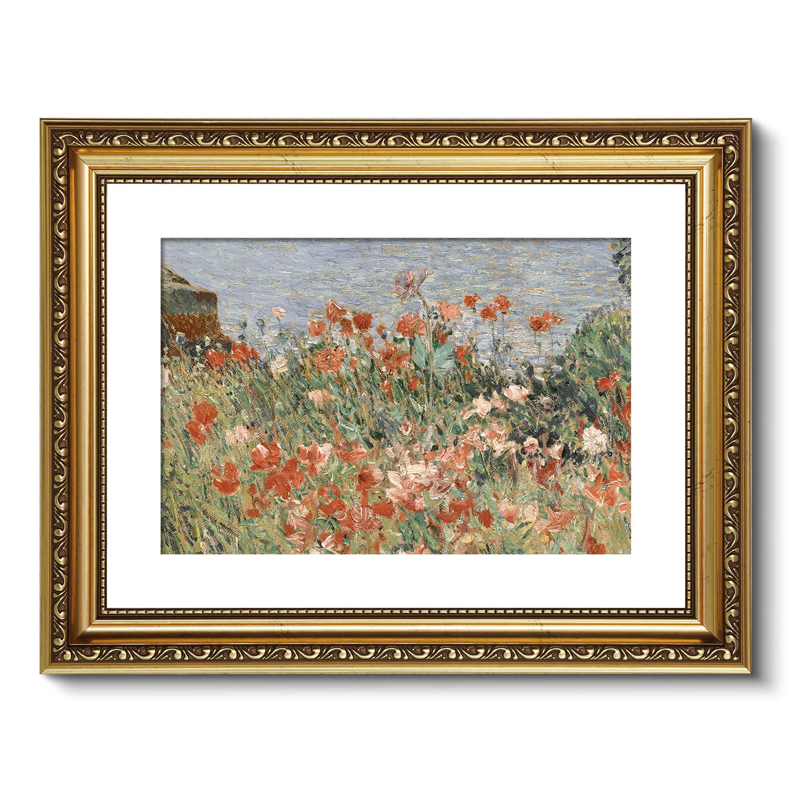 Arpeotcy Vintage Gold Framed Wall Art, Retro Garden Shoals Sea Sky, Canvas Prints Artwork With Antique Frame, Victorian Wall Pai