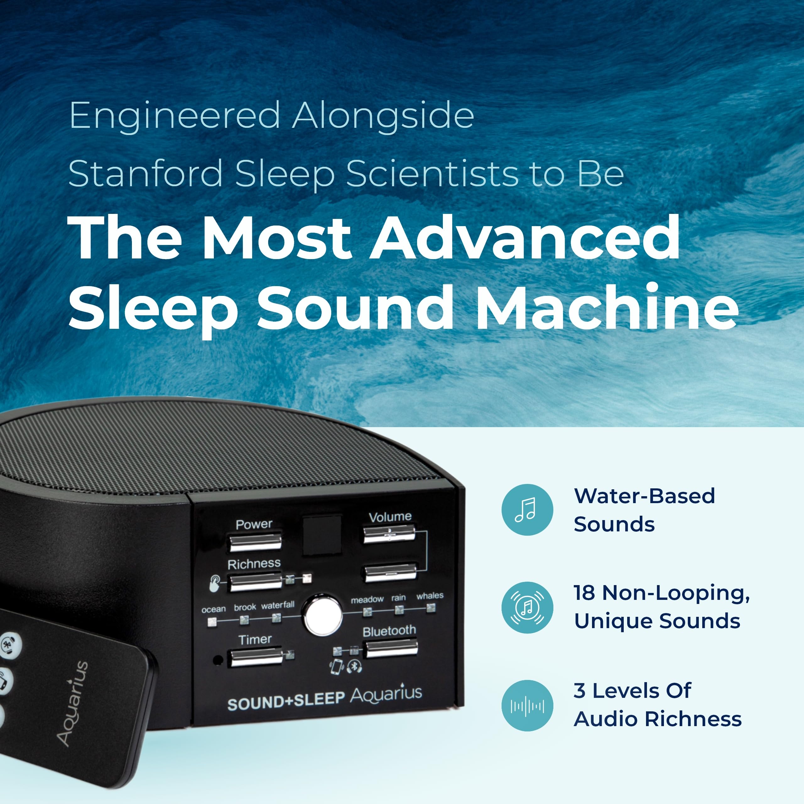 Adaptive Sound Technologies Sound + Sleep Aquarius Aquatic Noise Machine - White Noise Machine - Non-Looping Water Sounds For Sl