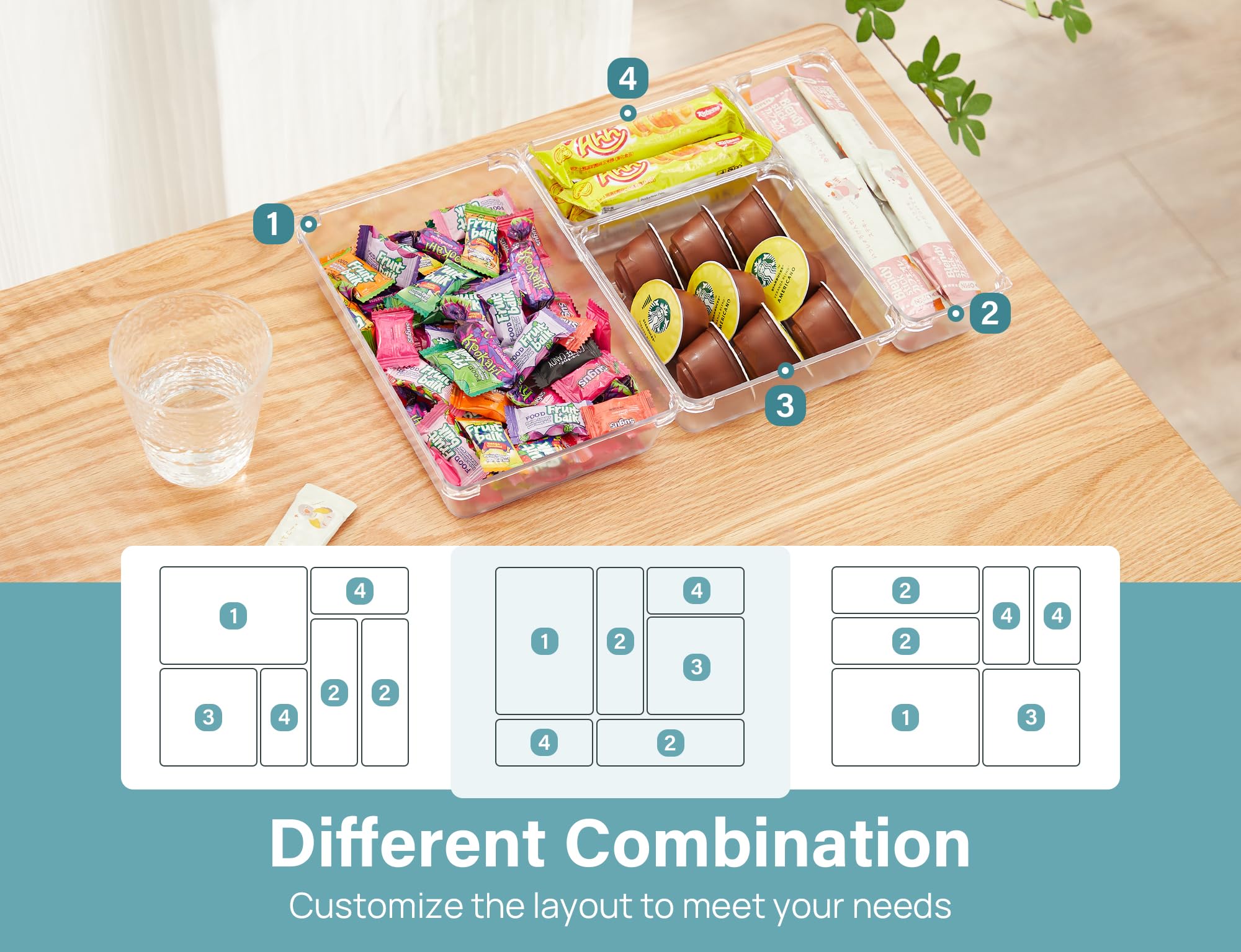 Kootek 9 Pcs Drawer Organizer Set, 4-Size Bathroom Drawer Organizers Makeup Trays Vanity Desk Dividers Versatile Storage Bins Cl