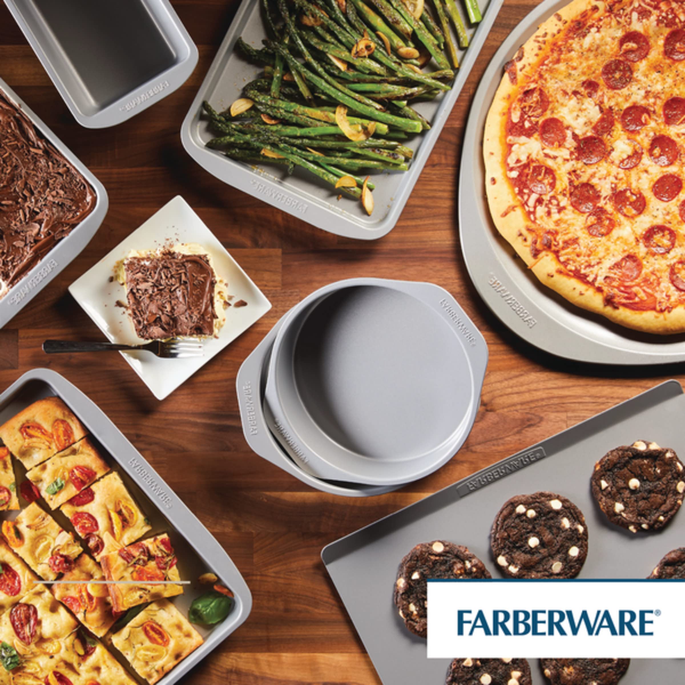 Farberware Goldenbake Nonstick Bakeware Cookie/Baking, 2-Piece Sheet Pan Set, Gray