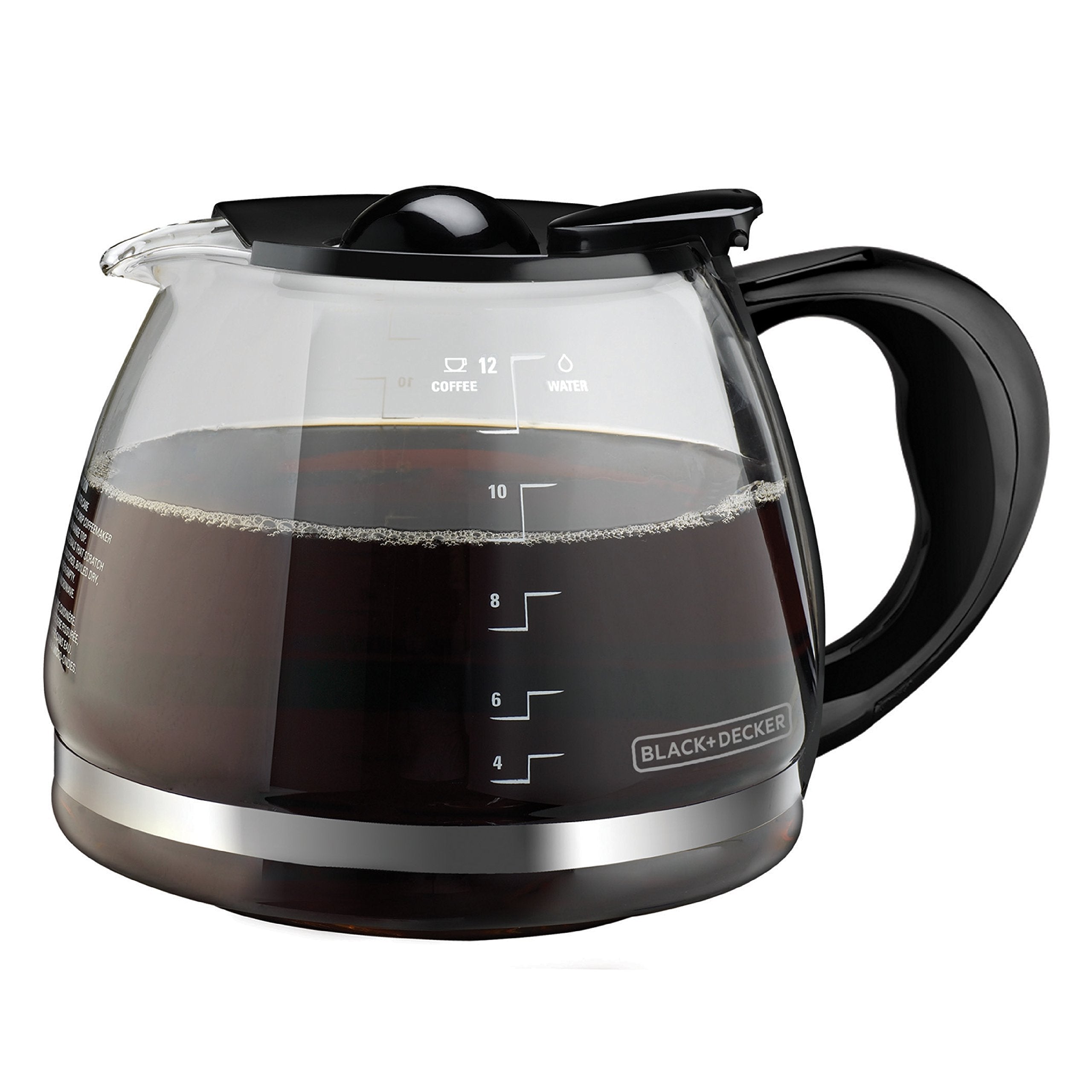 BLACK+DECKER 12-Cup Duralife Glass Carafe, Dishwasher-Safe, 96 Ounces, Black, Model GC3100B