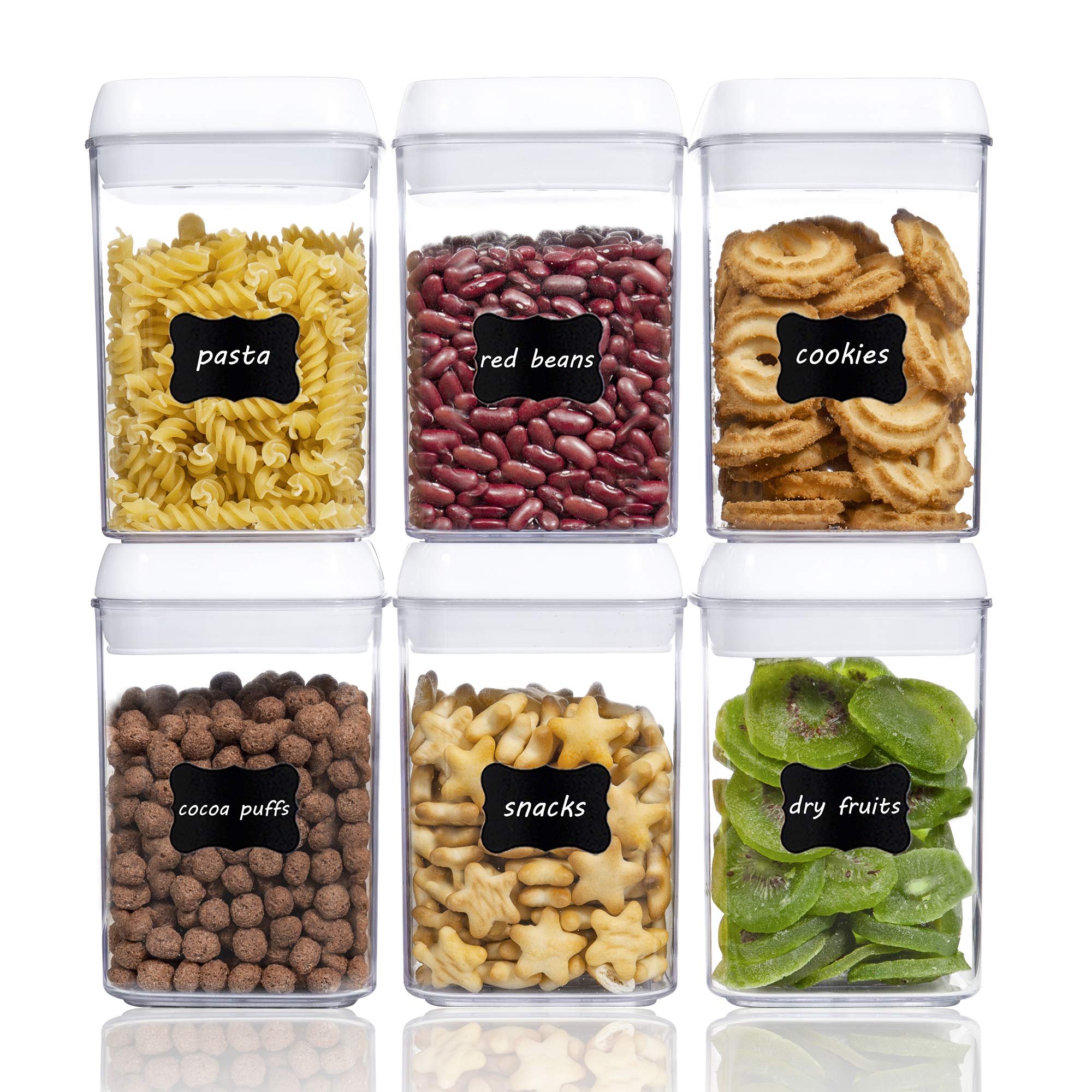 Vtopmart 6 Pcs Airtight Food Storage Containers, Bpa Free Plastic Snack Containers With Easy Lock Lids, For Kitchen Pantry Organ