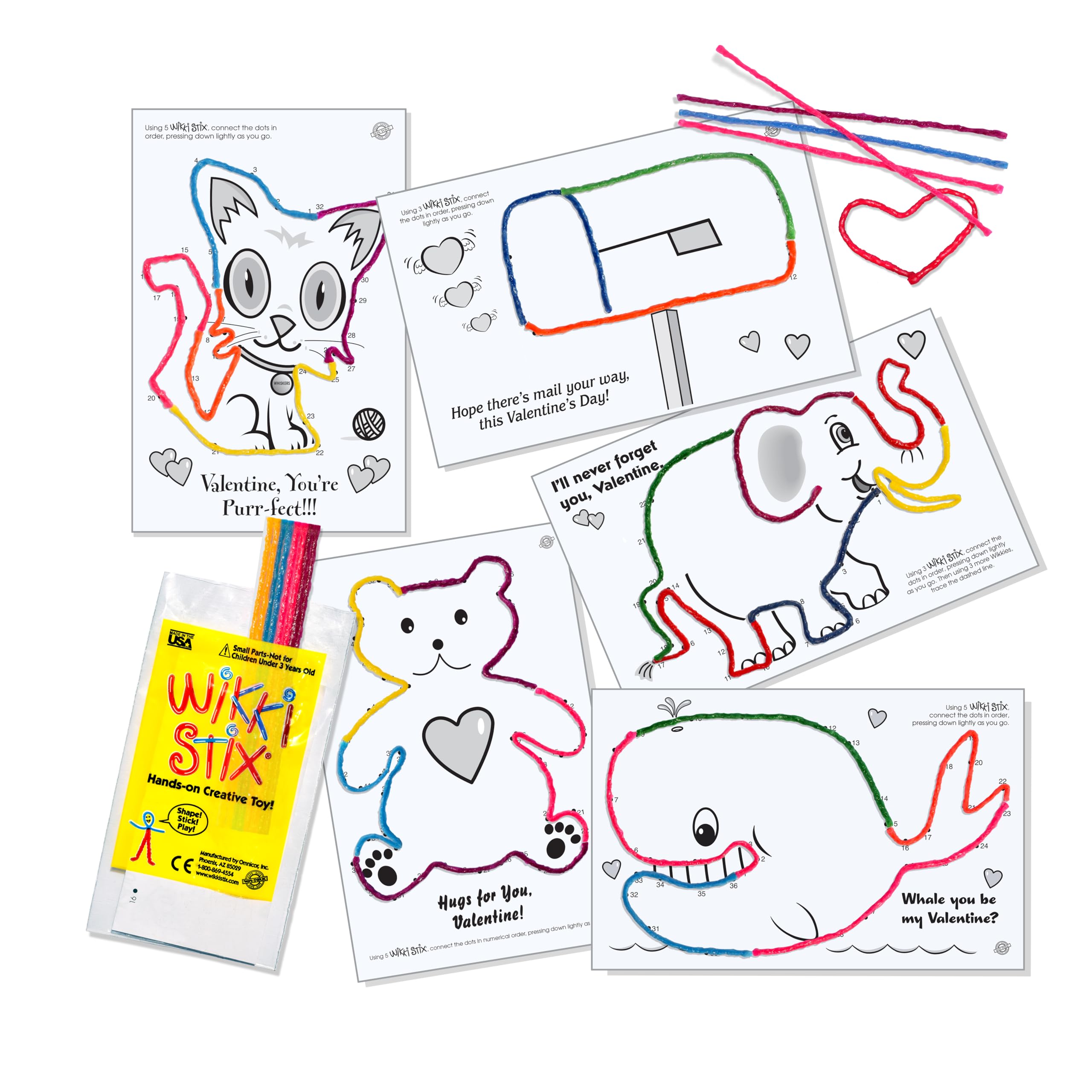 Wikki Stix Valentine'S Fun Favors 50 Pak. Valentine'S Gifts For Kids And Kids Classroom Gift Bags. 50 Individually Packaged Paks