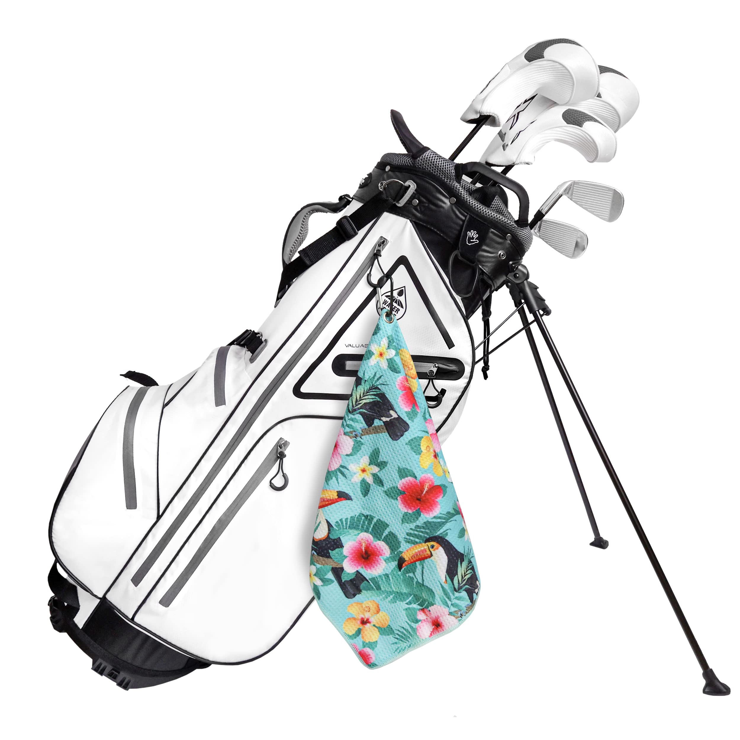 Playing It Forward Toucan Bahamas Golf Towel with Clip for Women and Men  Microfiber Waffle and Ball Towels  Set of 2
