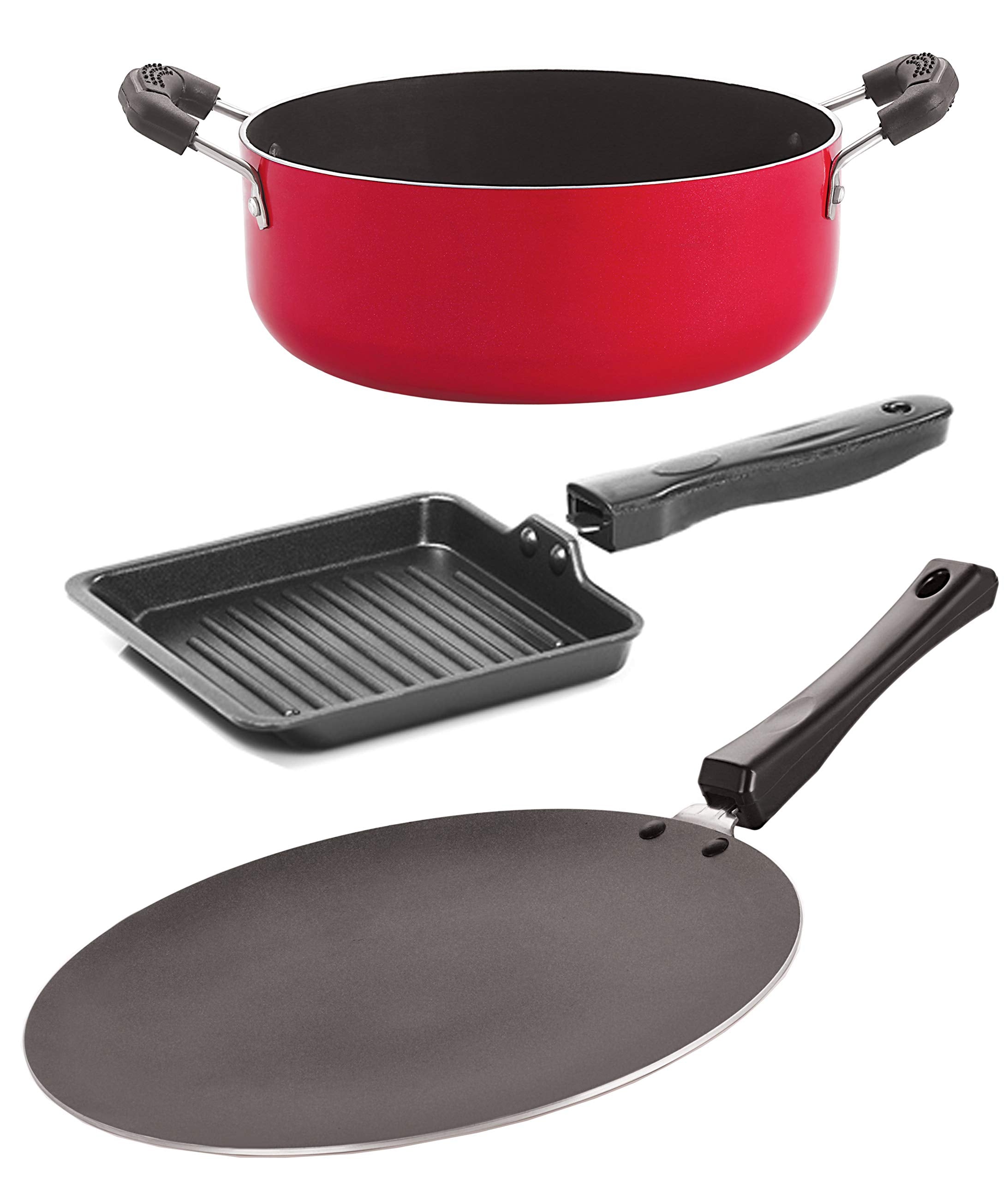 Nirlon Non Stick Coated Aluminium Pfoa Free Kitchenware Essential Gift Set (Ct12_Sgp_Cs24)