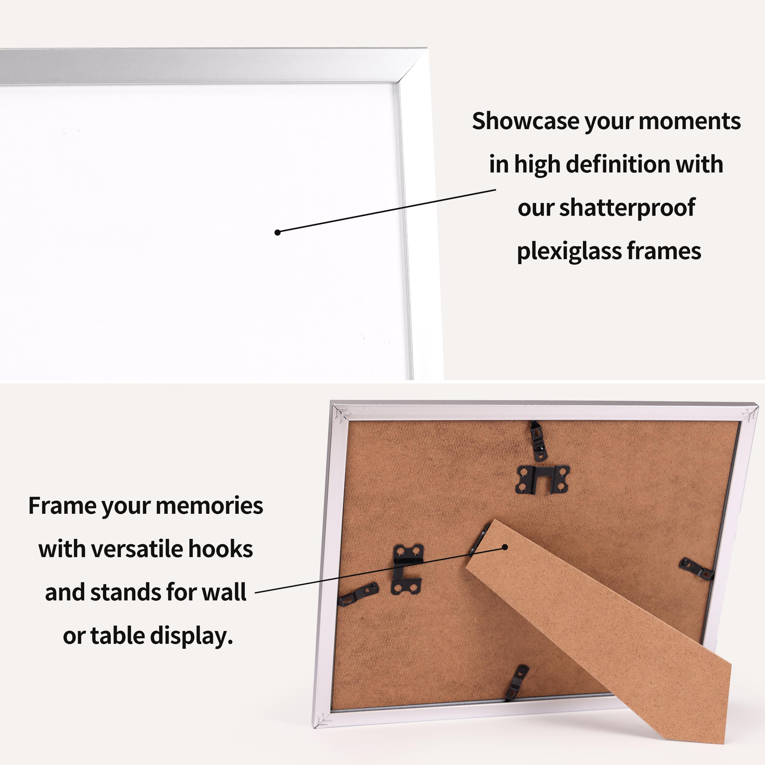 EYMPEU 8.5x11 Picture Frames Silver Set of 7, 8.5 x 11 Certifaicate Frame Document Award Diploma Display, Wall or Tabletop