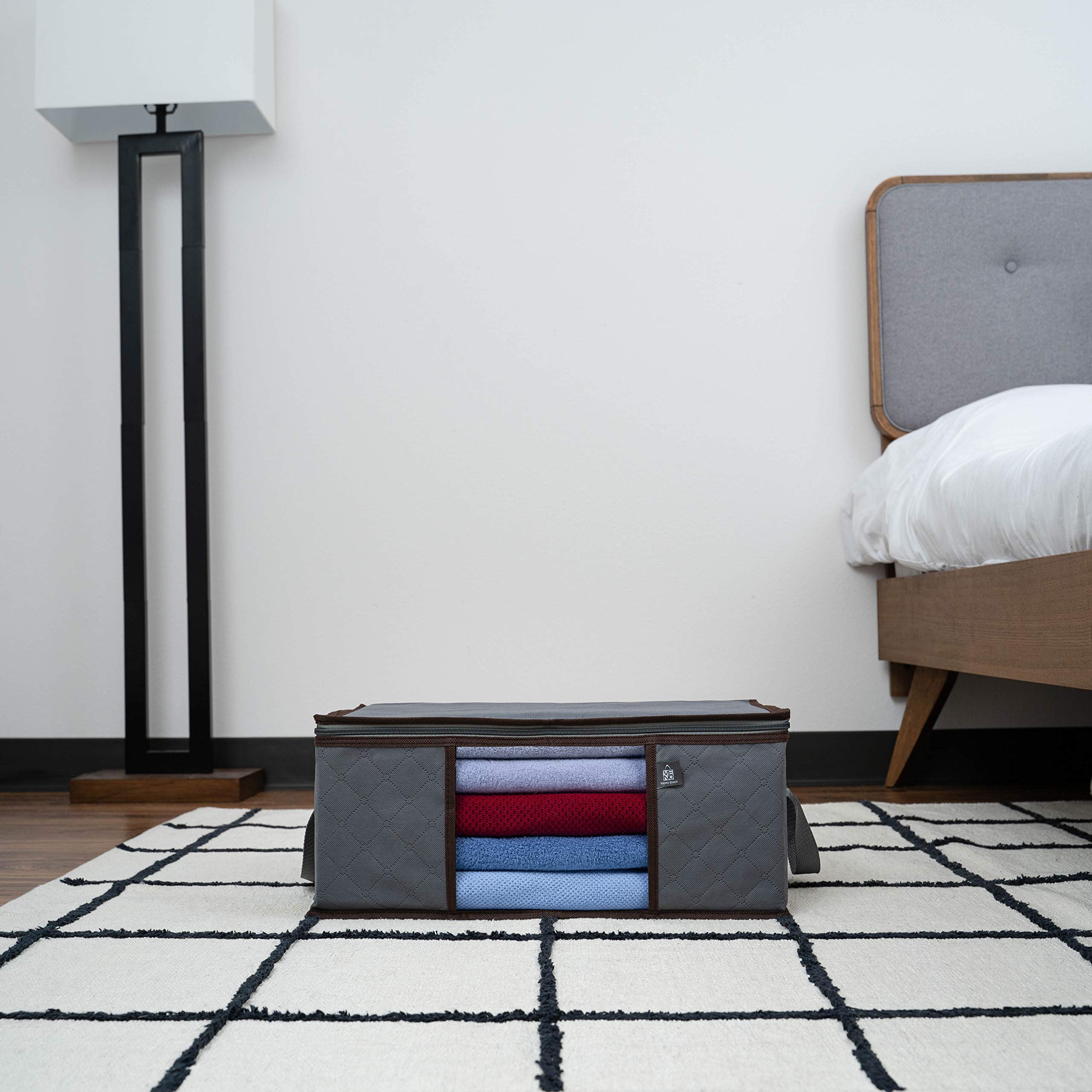 VENO 3 Pack Medium Clothes Storage Bag Organizer with Reinforced Handle Thick Fabric for Comforters, Blankets, Bedding, Foldable