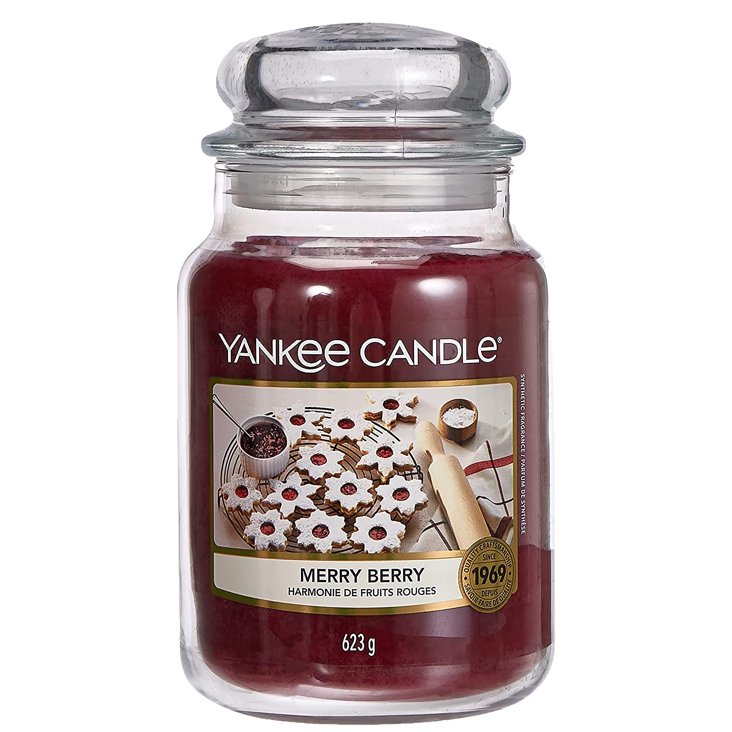 Yankee Candle Scented Candle | Merry Berry Large Jar Candle | Burn Time: up to 150 Hours