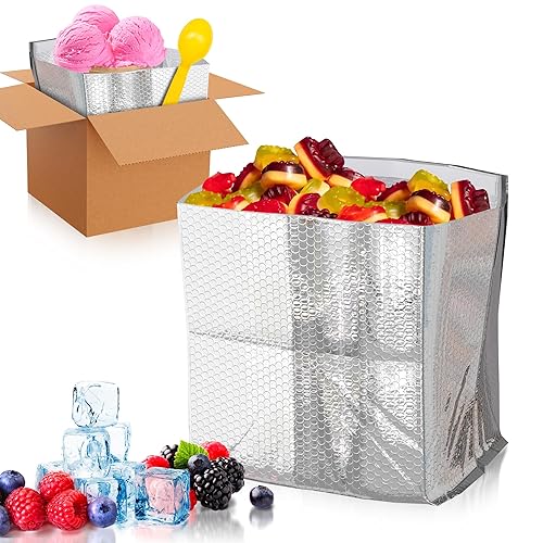 Abc Foil Insulated Box Liners 6'' X 6'' X 6'', Pack Of 10 Silver Insulated Shipping Boxes For Frozen Food, Odorless Insulated Sh