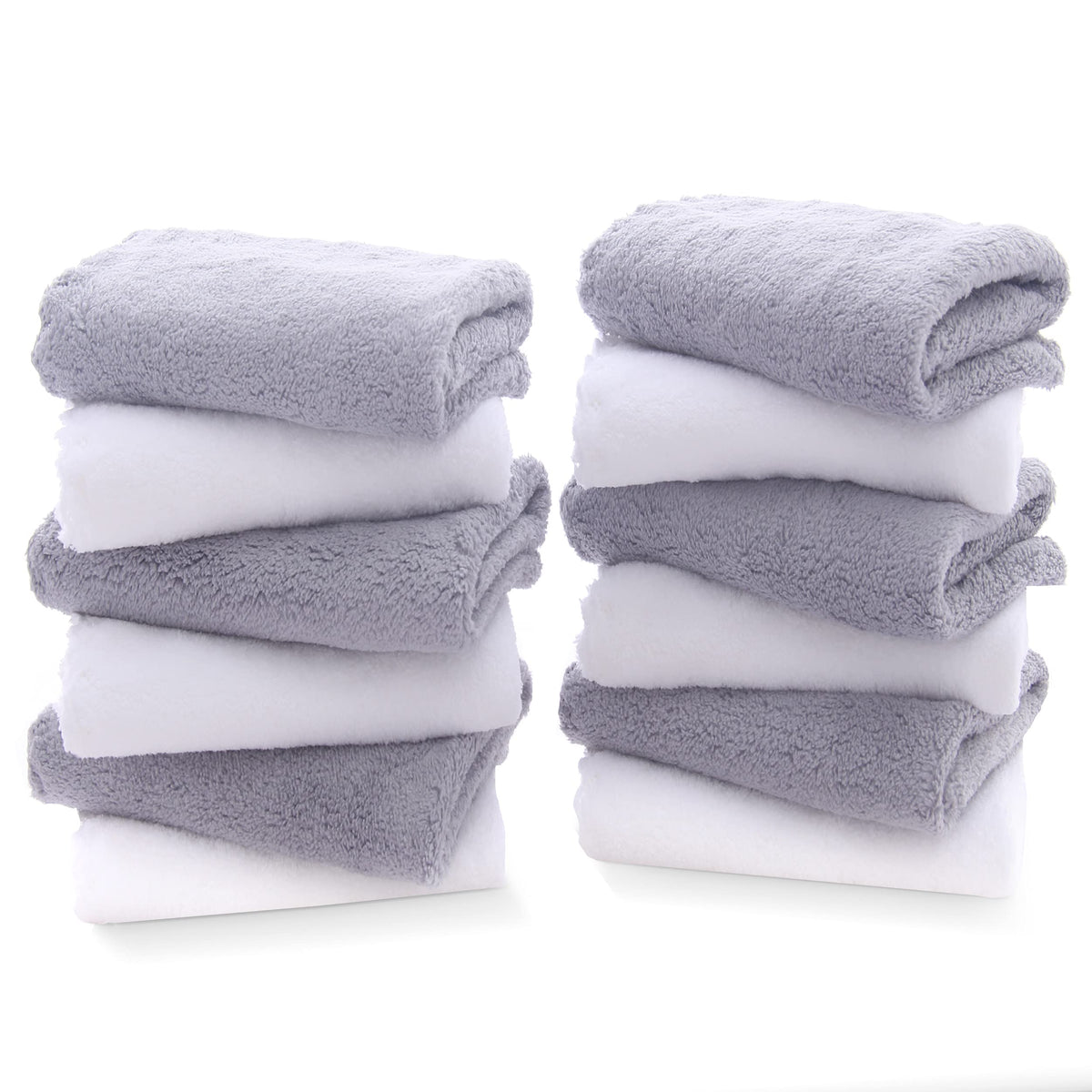 Tenstars 12 Pack Premium Washcloths Set - Quick Drying- Soft Microfiber Coral Velvet Highly Absorbent Wash Clothes - Multipurpos