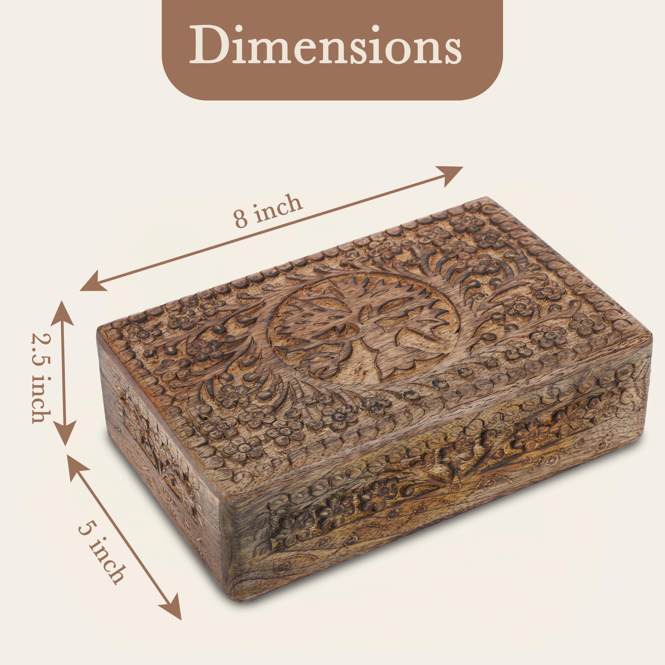 Ajuny Handmade Wooden Decorative Jewelry Storage Box French Rope Design Keepsake Trinket Holder, Treasure Chest Organizer Neckla