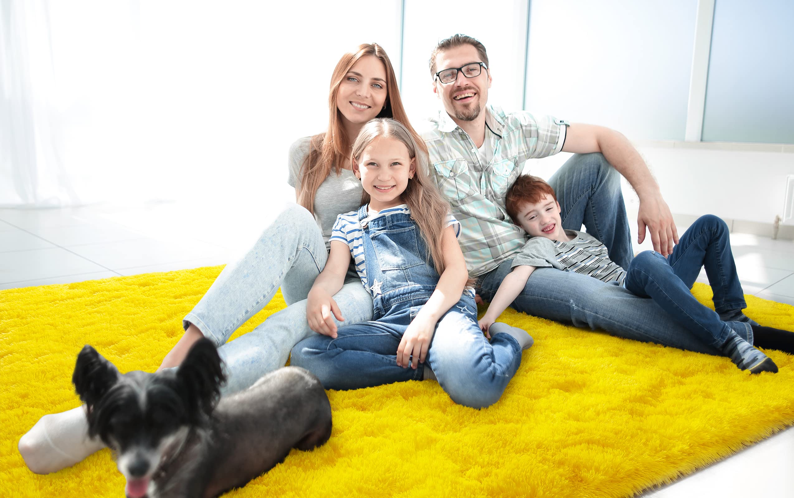 LOCHAS Ultra Soft Indoor Modern Area Rugs Fluffy Living Room Carpets for Children Bedroom Home Decor Nursery Rug 6x9 Feet, Yello