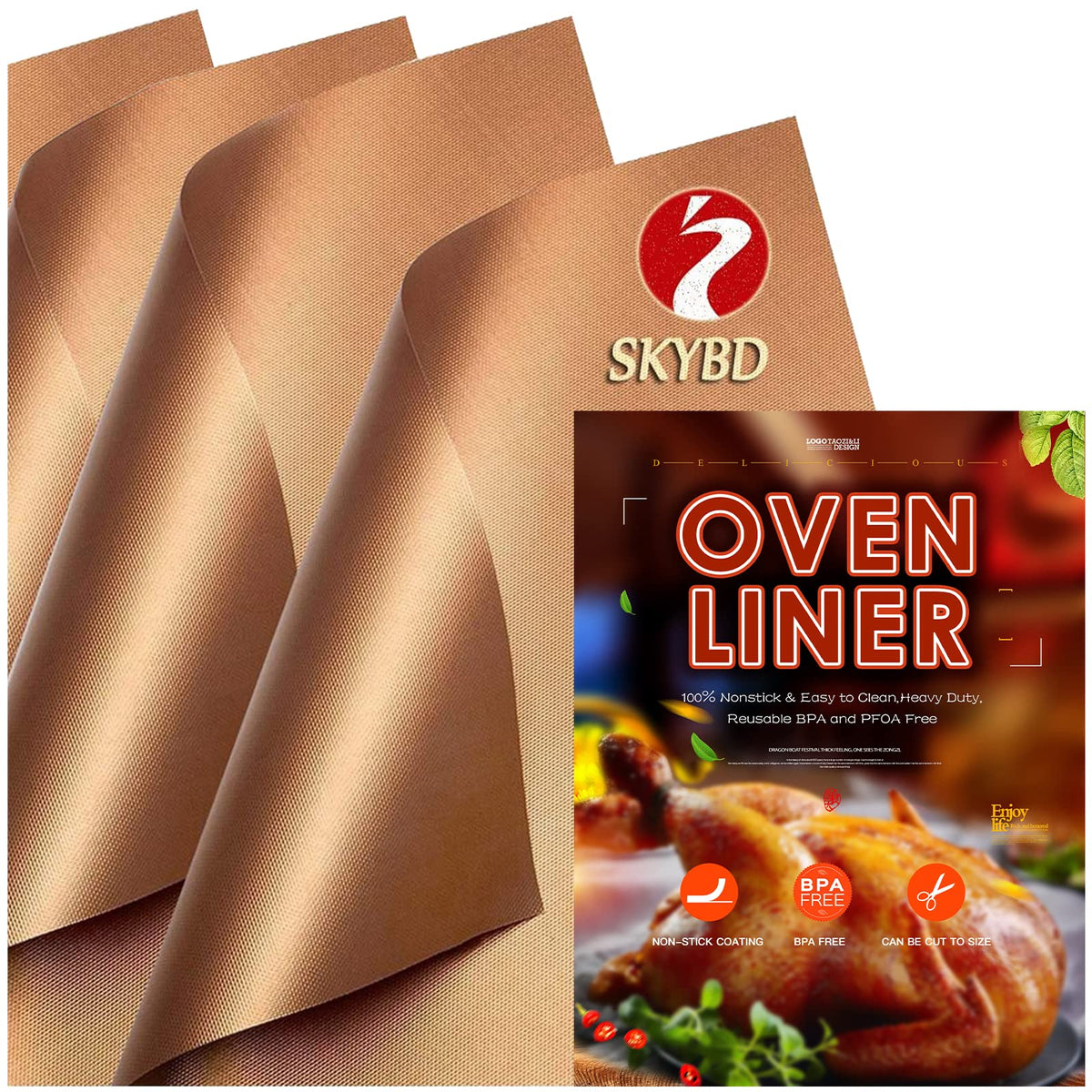4 Pack Large Copper Oven Liners For Bottom Of Electric Gas Oven, Reusable - Heavy Duty Non-Stick Teflon Mats 15.8''X 23.7'', Eas