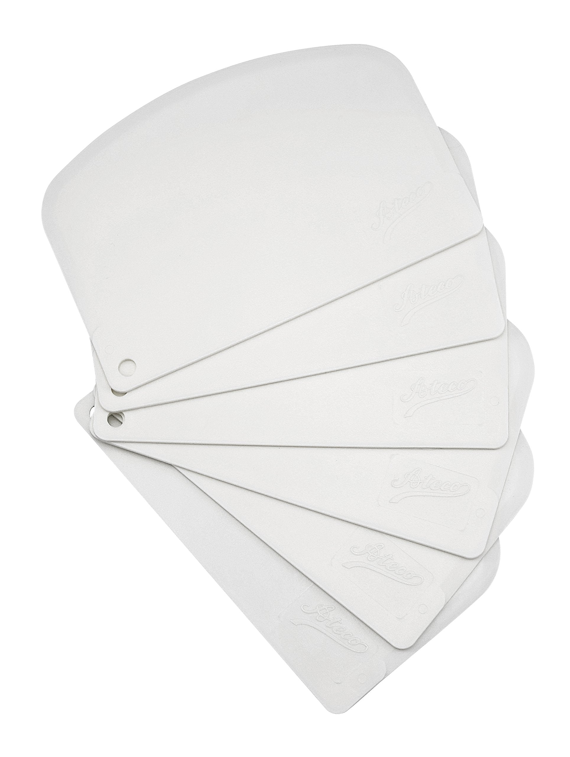 Ateco 1303 Bowl Scraper Set, Flexible Food-Safe Plastic, White, 6-Pieces