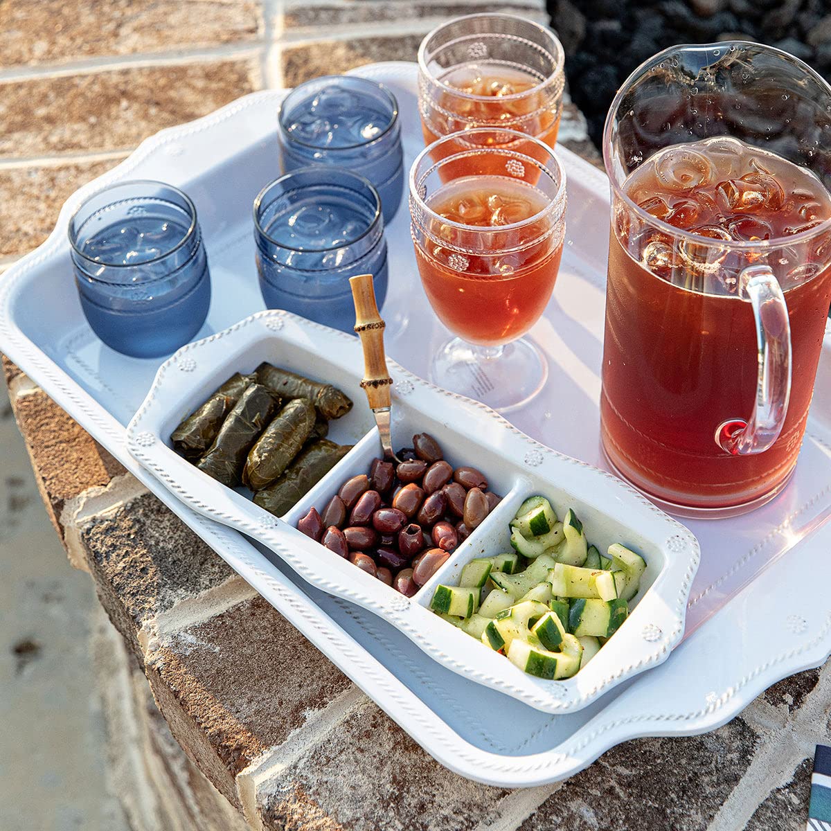 Juliska Blue Isabella Acrylic Tumbler - Unbreakable, Acrylic, Embossed Drinking Glass