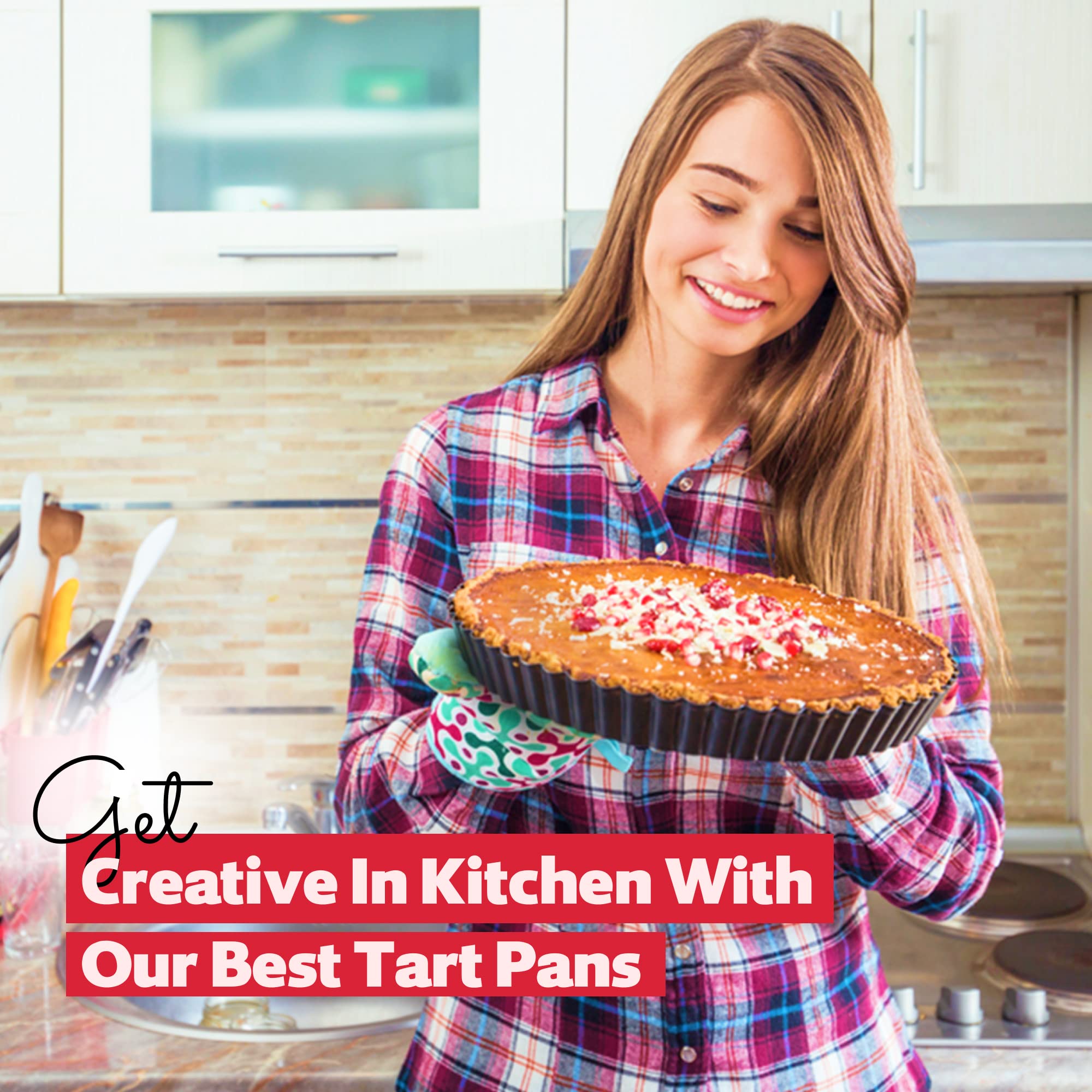 Fidz Pan Tart Pan 9 Inch Removable Bottom- Carbon Steel Quiche Pan, Rust & Temperature Resistant Quiche Baking Dish 550-600 F- N