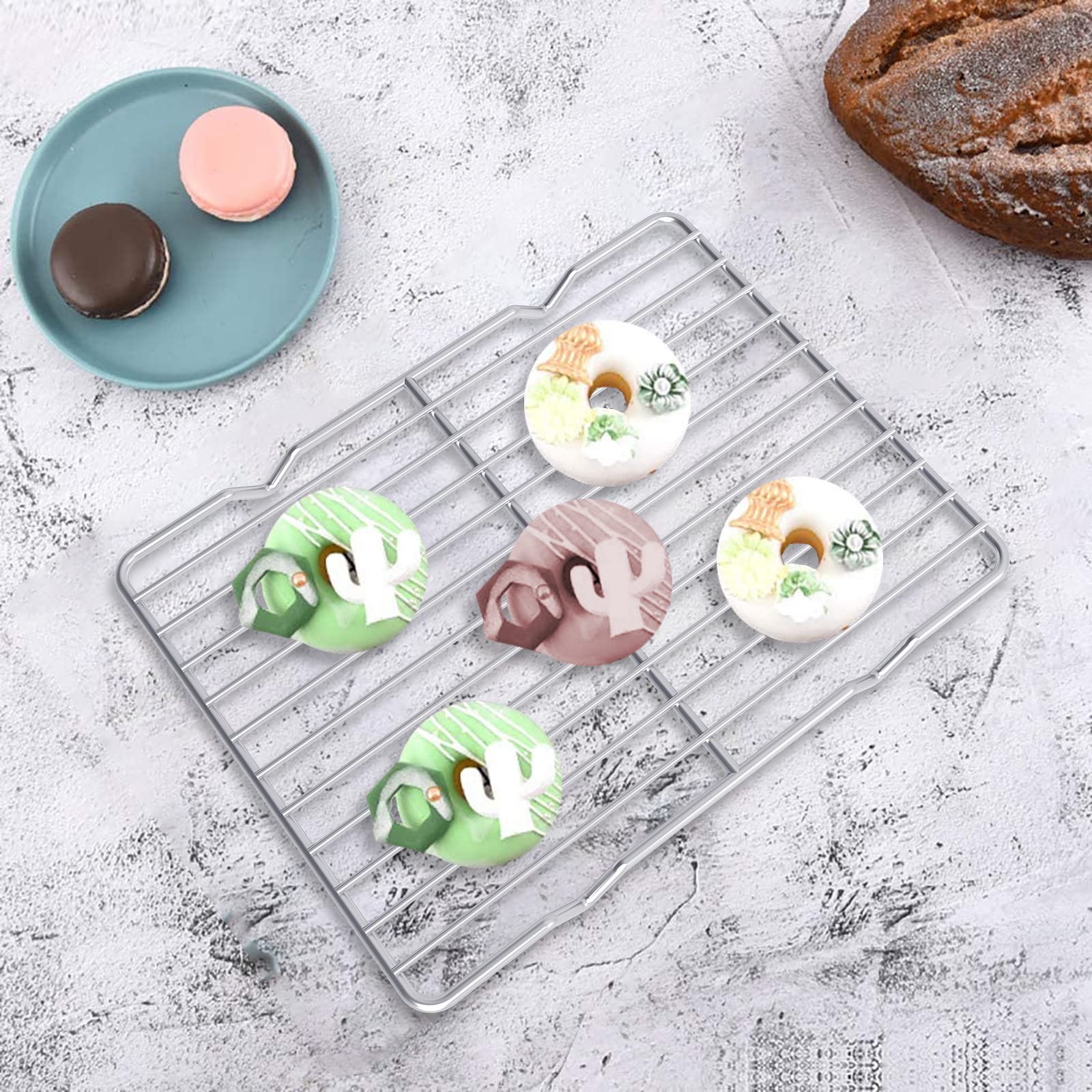 Adorila 2 Pack Cooling Rack For Baking, 8'' X 11'' Stainless Steel Grill Rack, Small Grid Baking Rack For Baking Cooking Roastin