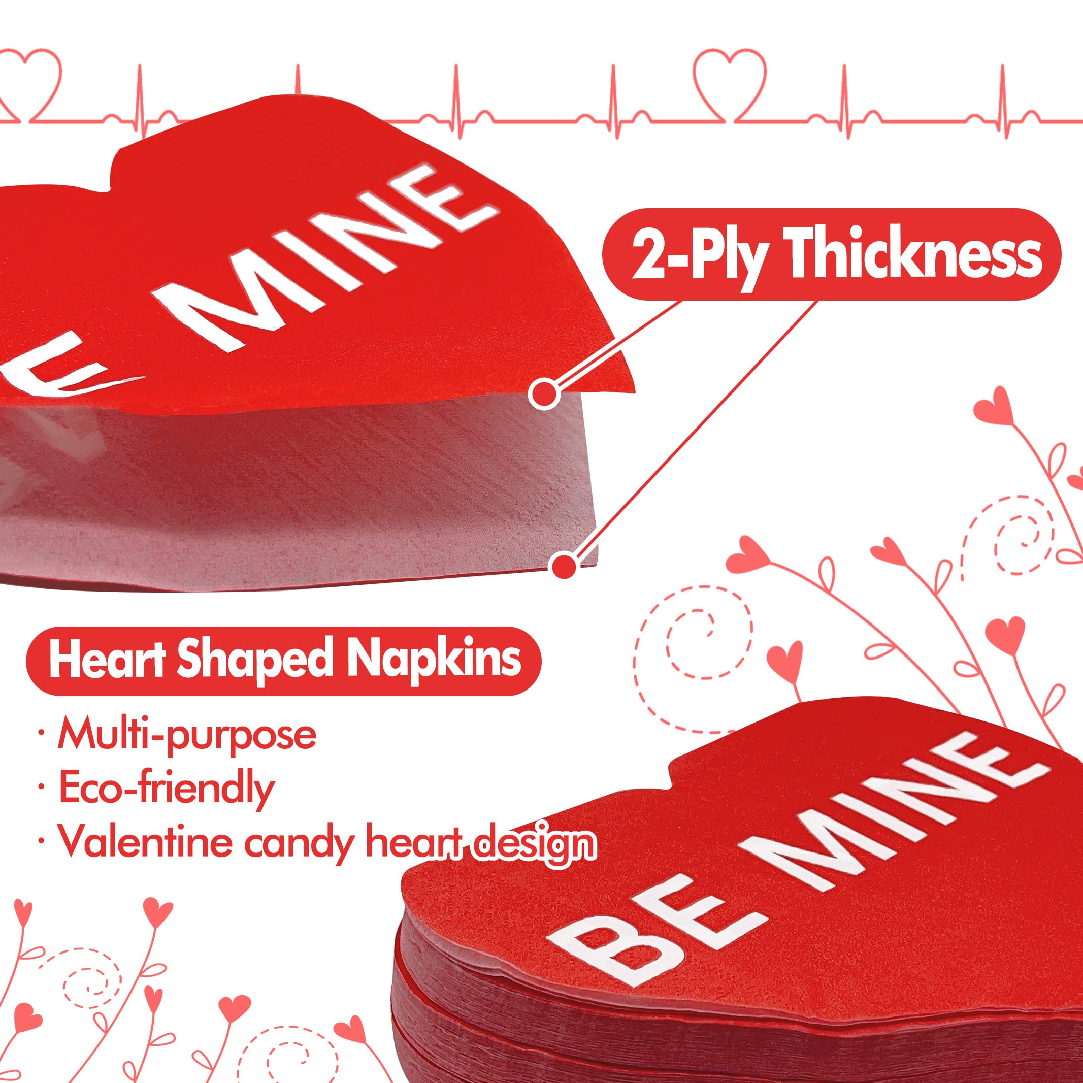 180 Pieces Valentine'S Day Napkins Heart Shaped Napkins Heart Love Disposable Paper Napkins Dinner Luncheon Napkins Red Heart Be