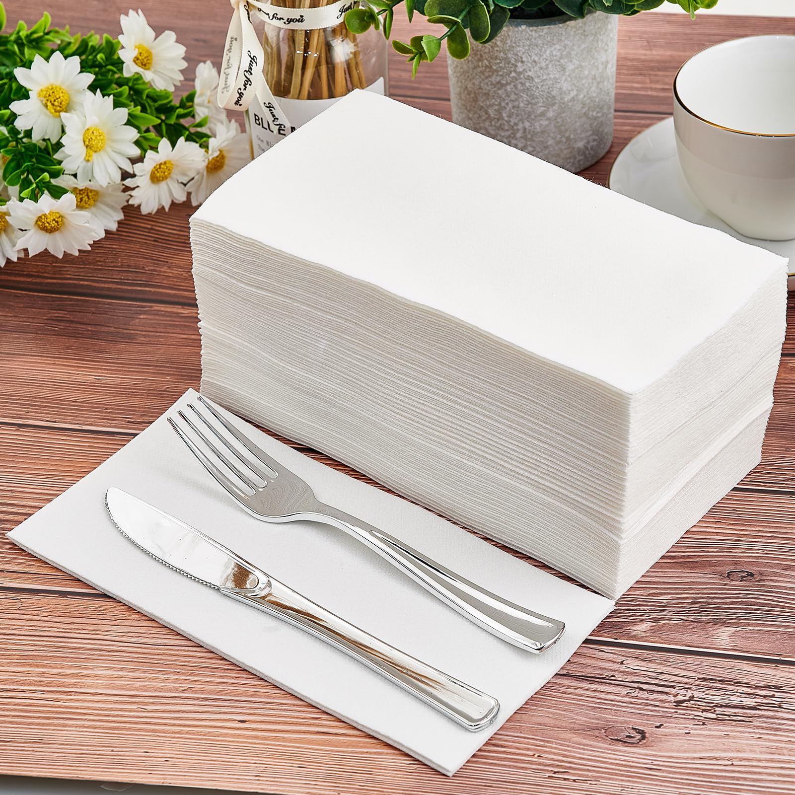 100PACK Disposable Hand Towels for Bathroom  Soft and Absorbent Paper Guest Towels Disposable Decorative Bathroom Hand Napkins for Kitchen  Parties  Weddings  Dinners