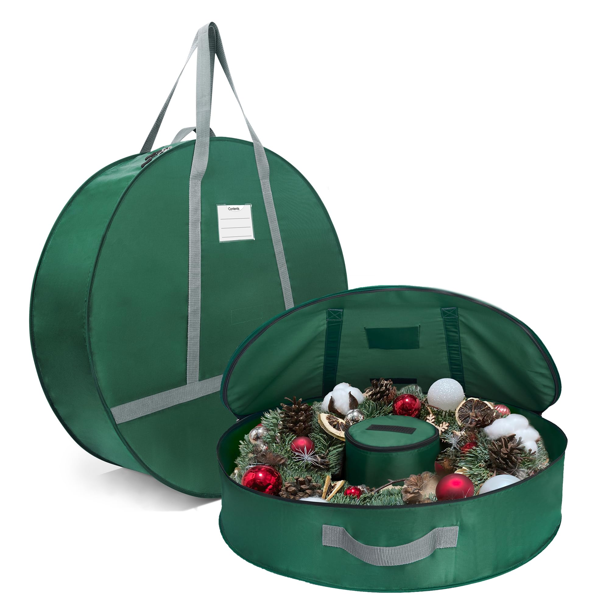 Duomspiace 30 In Wreath Storage Container Made Of 600D Nylon Oxford Fabric And Steel Wire. Wreaths Storage Bag Has 4 Interior Ve