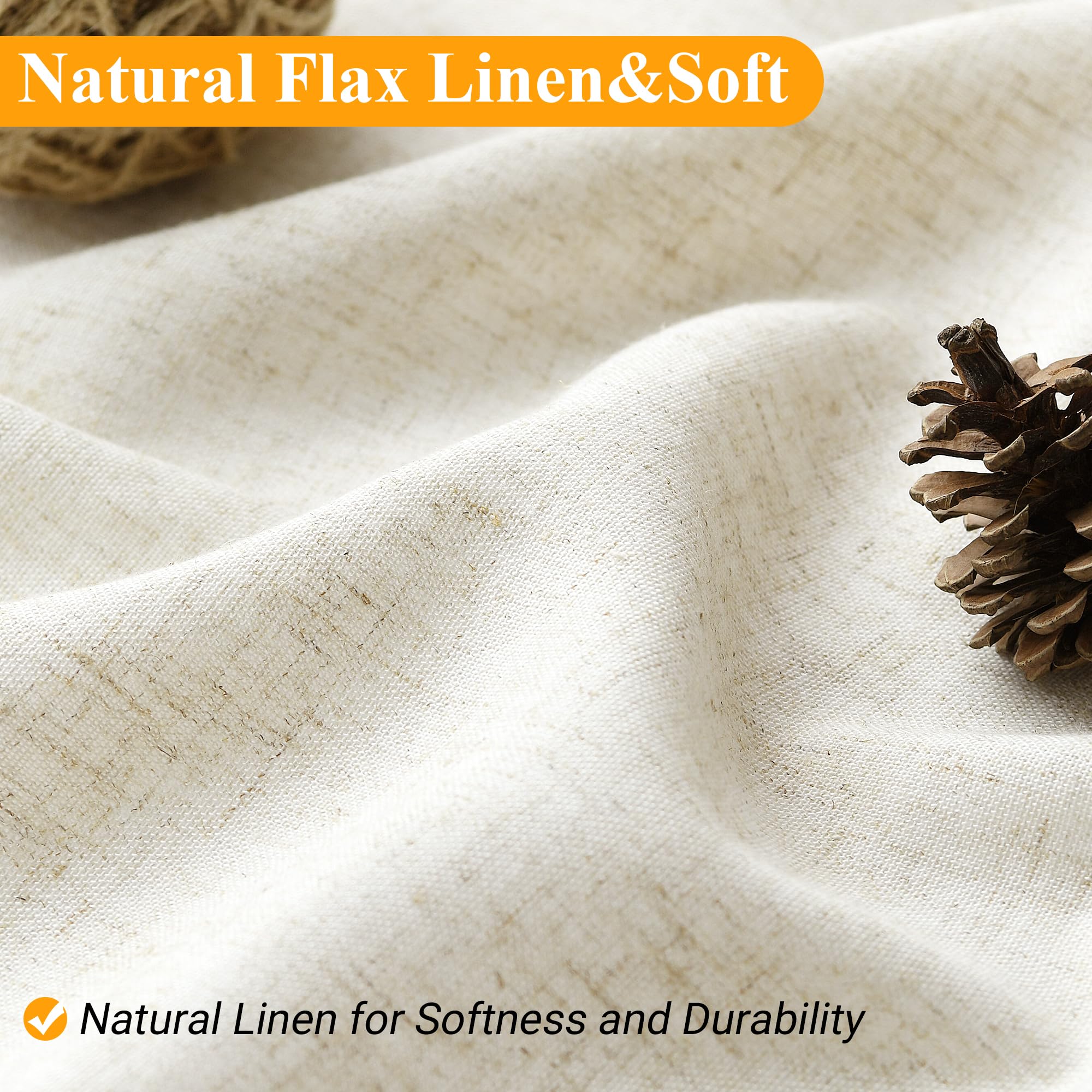 Naturoom Natural Linen Shower Curtain, Country Boho Farmhouse Bath Decor Beige Shower Curtains For Bathroom Neutral Cloth Weight