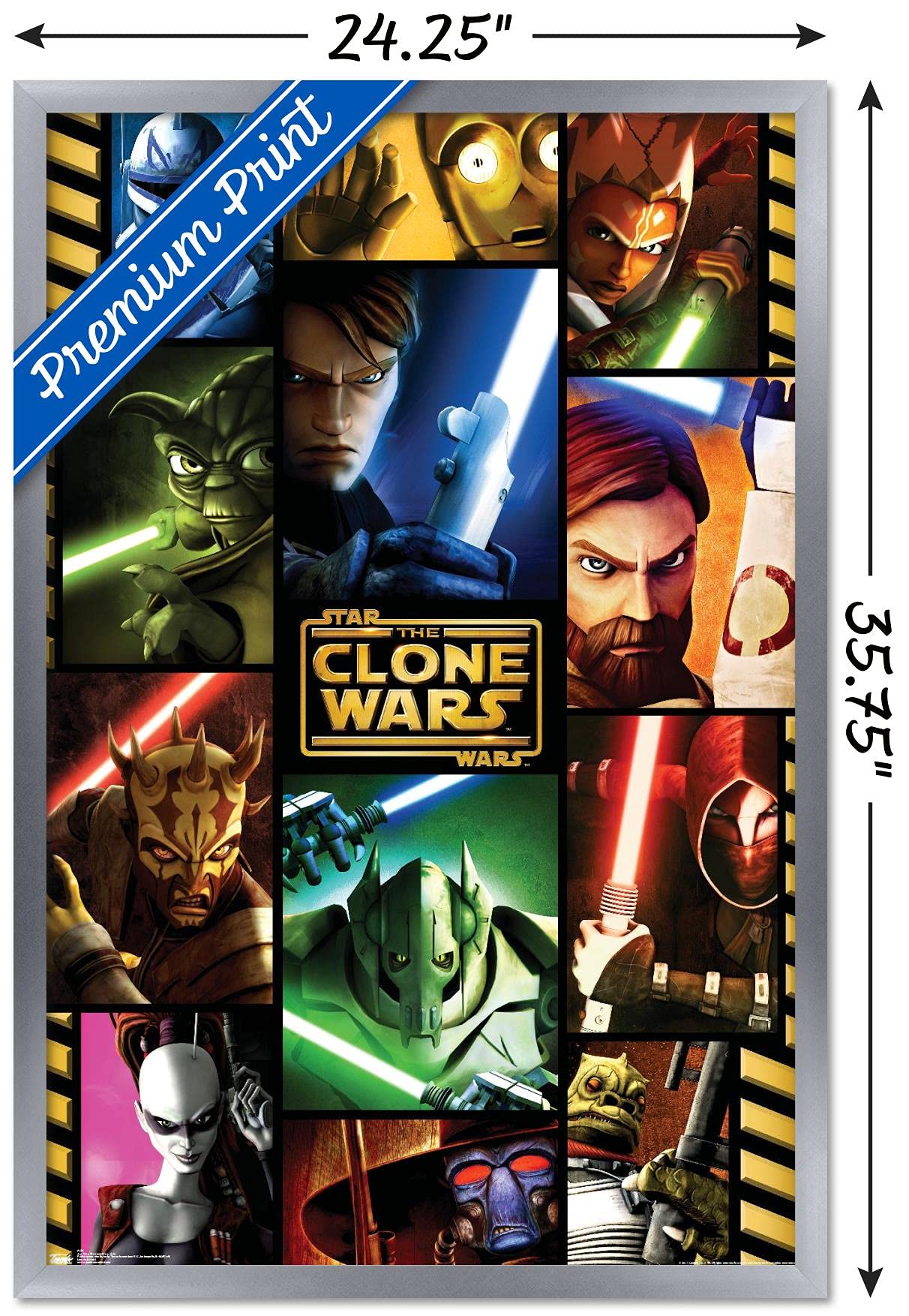 Trends International Star Clone Wars-Grid Wall Poster, 22.375'' X 34'', Silver Framed Version
