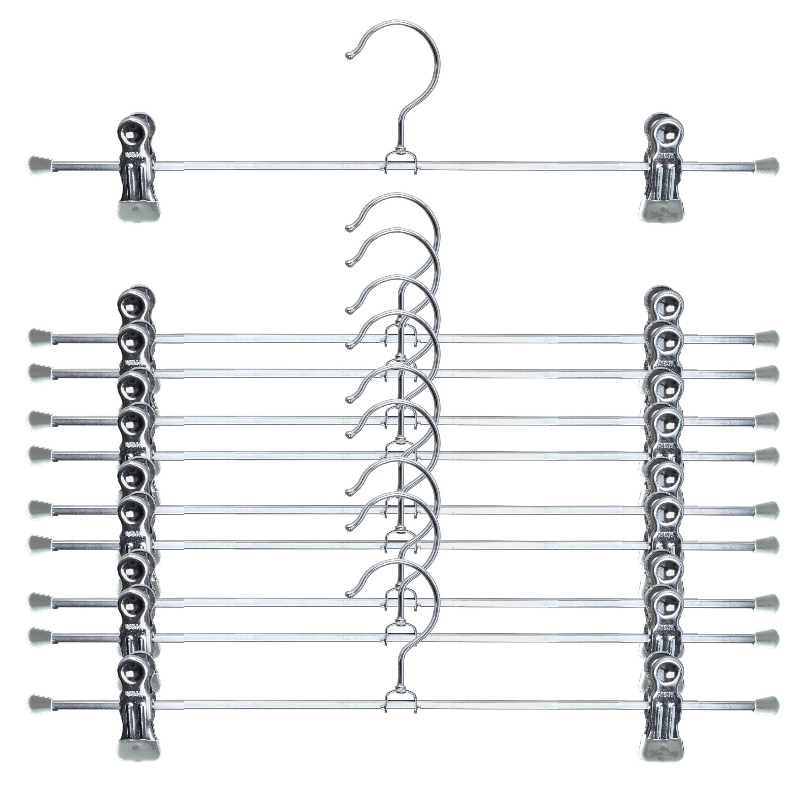Mawa By Reston Lloyd Non-Slip Space-Saving Clothes Hanger For Pants & Skirts With Two Clips, Style K/40D, Set Of 10, 15 3/4''L,
