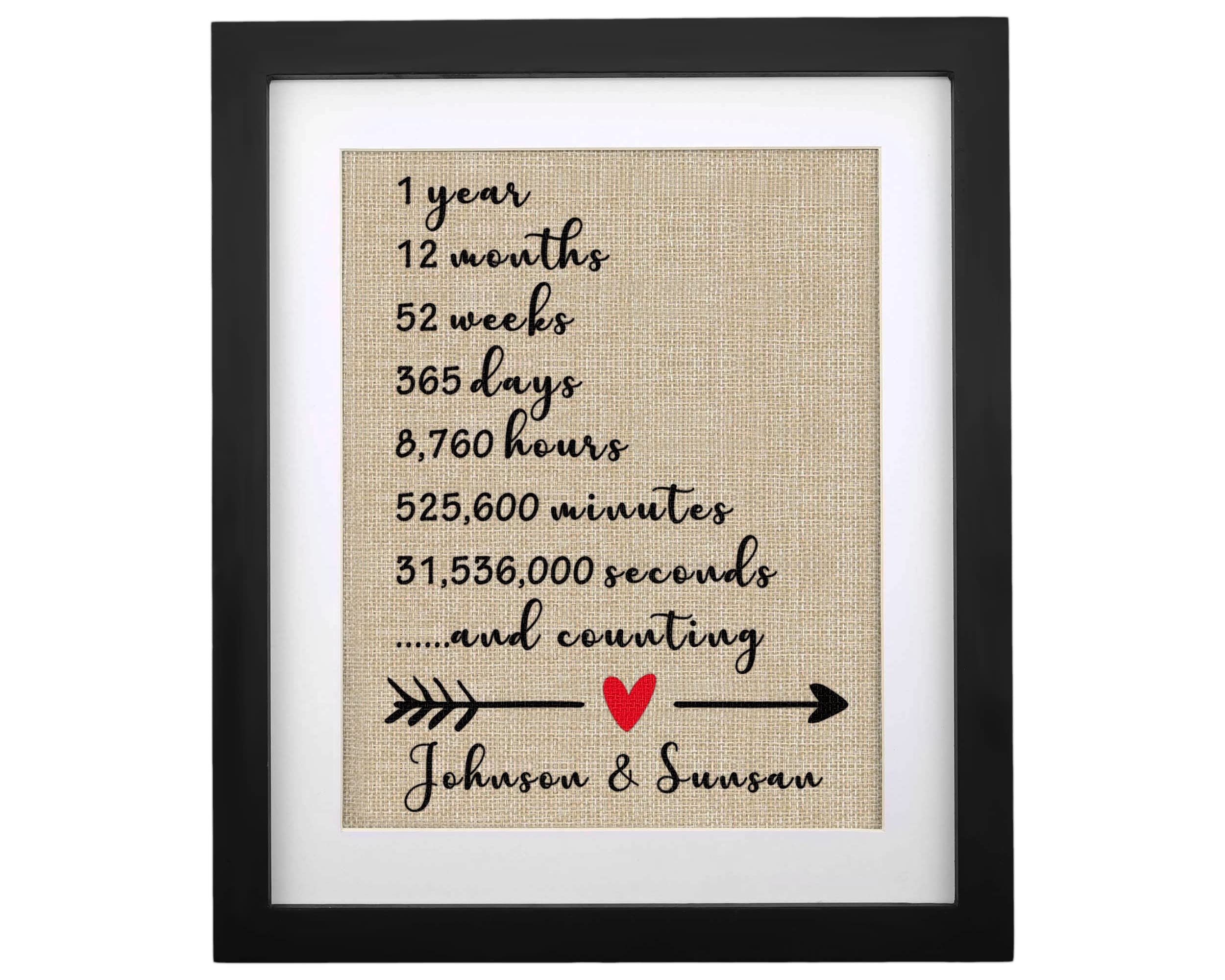 Personalised 1St Anniversary 1St Anniversary Wedding Gift For Husband Or Wife Custom Framed 1 Year Gift For Her, Man