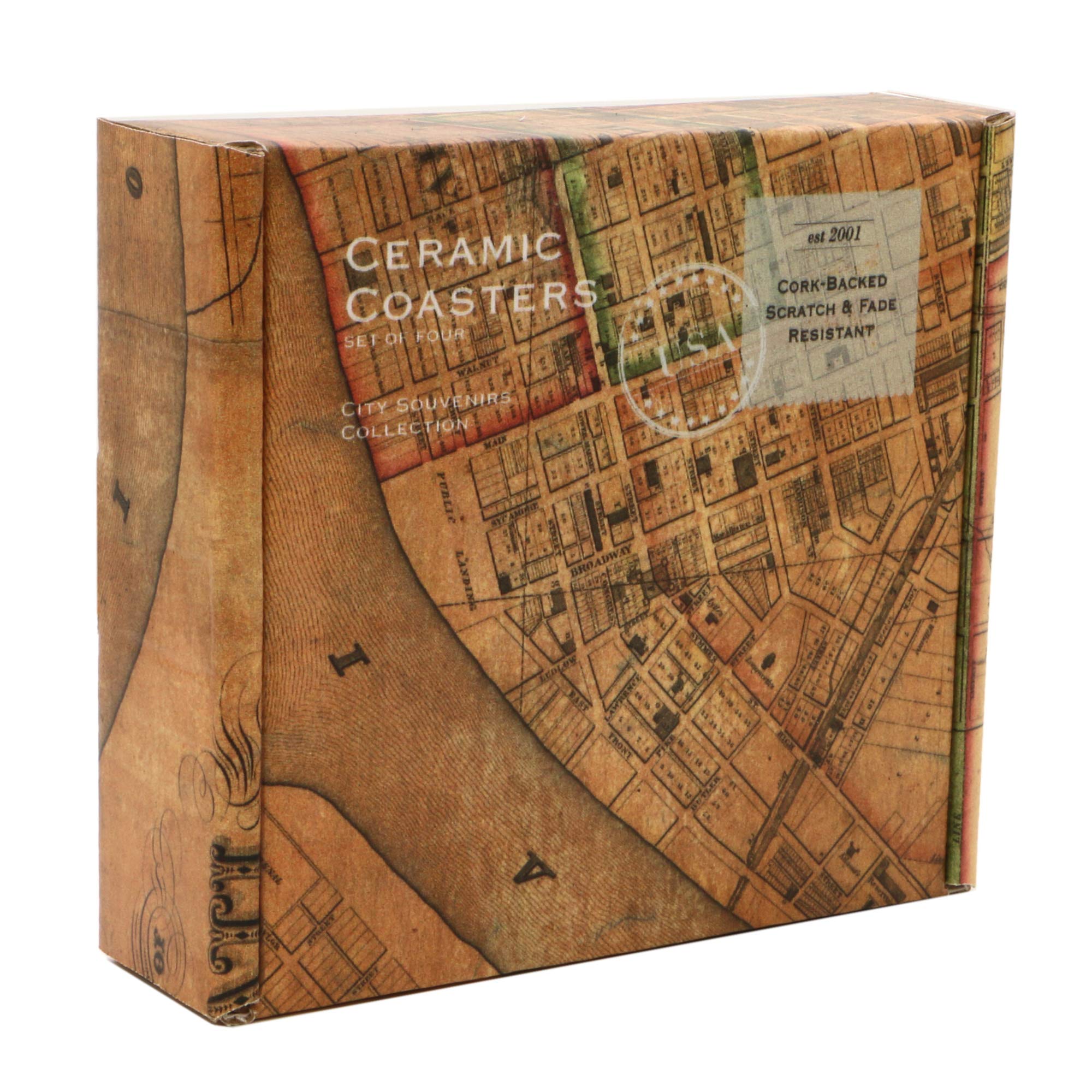 New York City Coaster Of Vintage Map (Set Of 4)