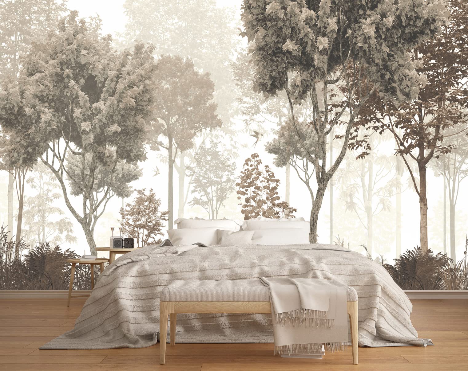 Mfwfm Vintage Forest Wallpaper Nature Wall Mural Wallpaper For Bedroom Living Room (Not Peel N' Stick)