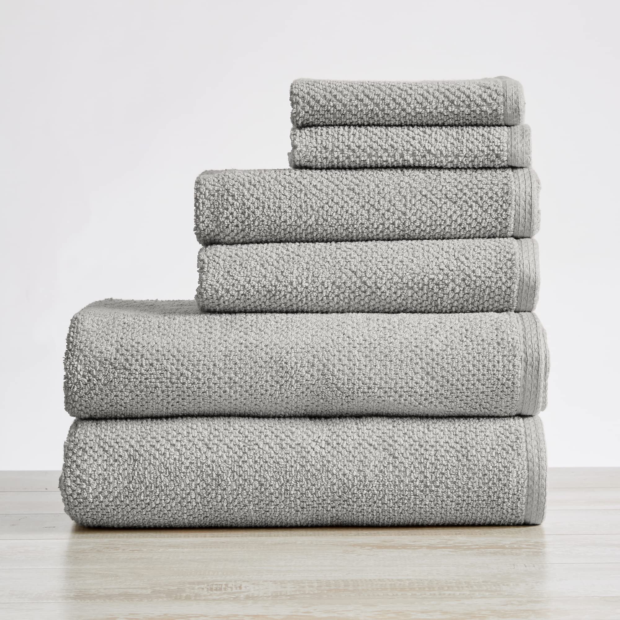 Great Bay Home 100% Cotton Bath Towels Luxury 6 Piece Set - 2 Bath Towels, 2 Hand Towels, 2 Washcloths - Quick-Dry, Absorbent Te