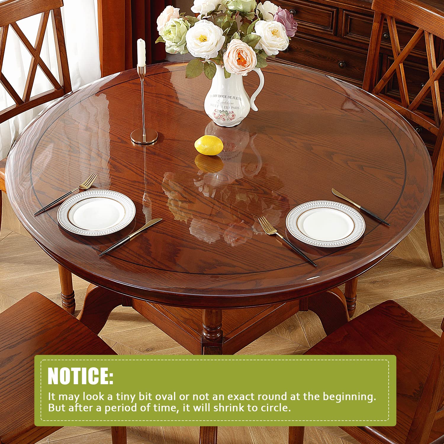 Ostepdecor Clear Round Table Protector 39 Inch 2Mm Thick, Clear Round Table Cover Protector, Plastic Waterproof Pvc Tablecloth,