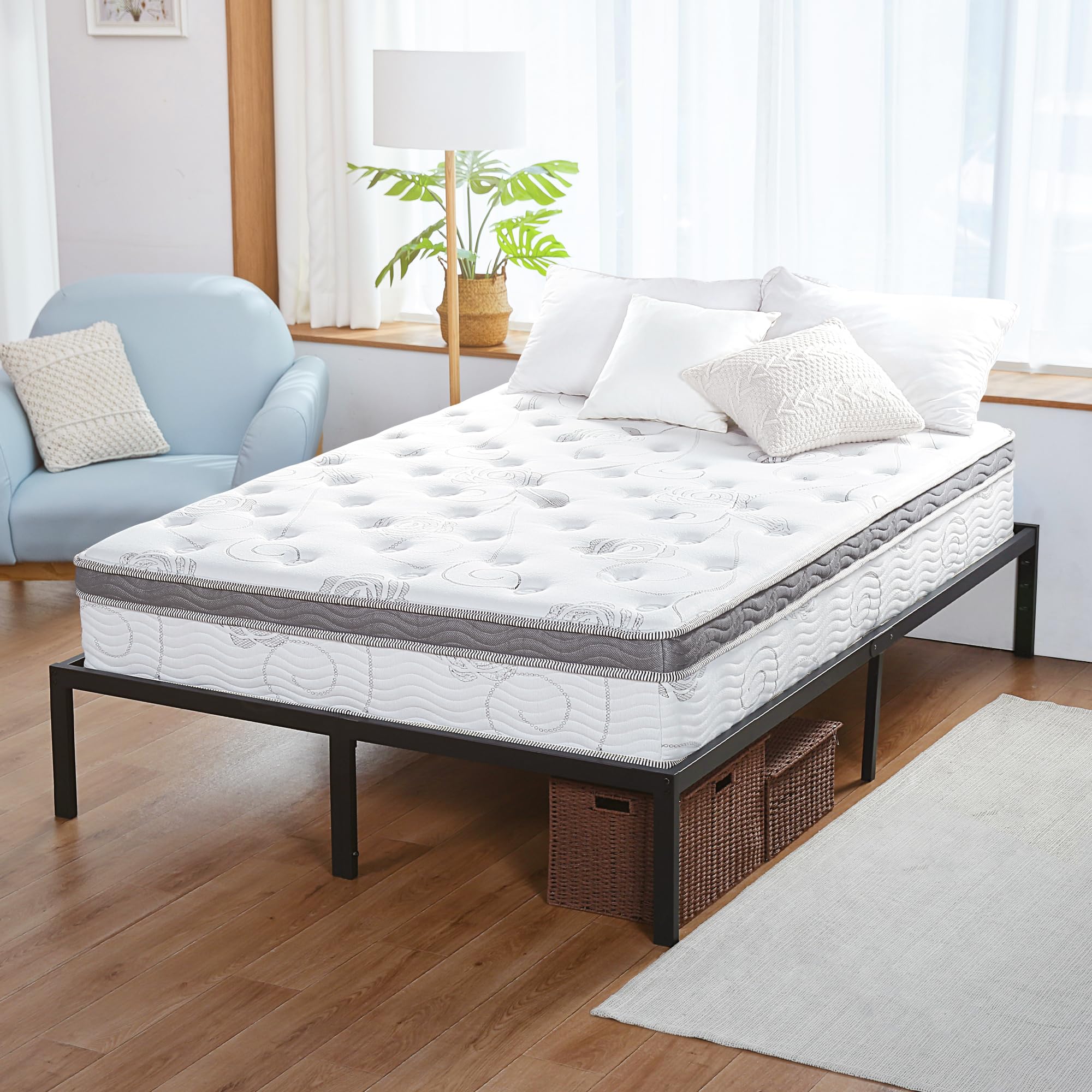 Olee Sleep Full Mattress, 13 Inch Hybrid Mattress, Gel Infused Memory Foam, Pocket Spring For Support And Pressure Relief, Certi