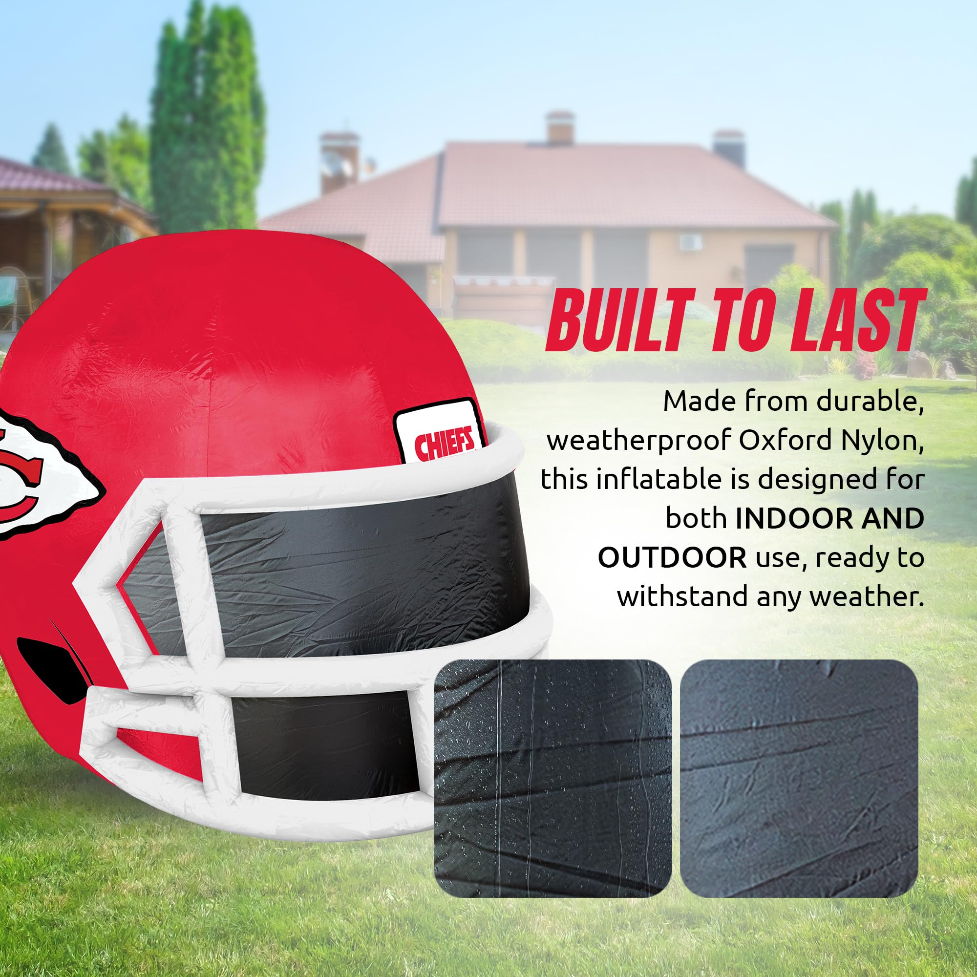 Sporticulture NFL Kansas City Chiefs 4ft Inflatable Helmet with LED Lights & Built-in Blower - Merchandise Decor Ideal for Lawn,