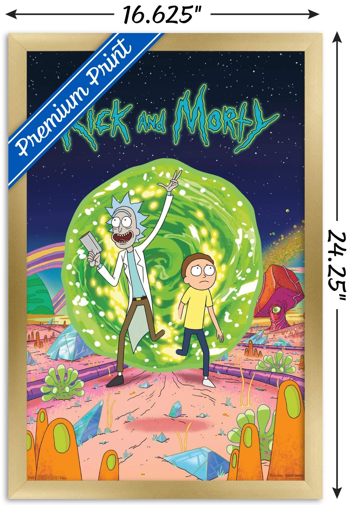 Trends International Rick And Morty - Cover Wall Poster, 14.725'' X 22.375'', Gold Framed Version