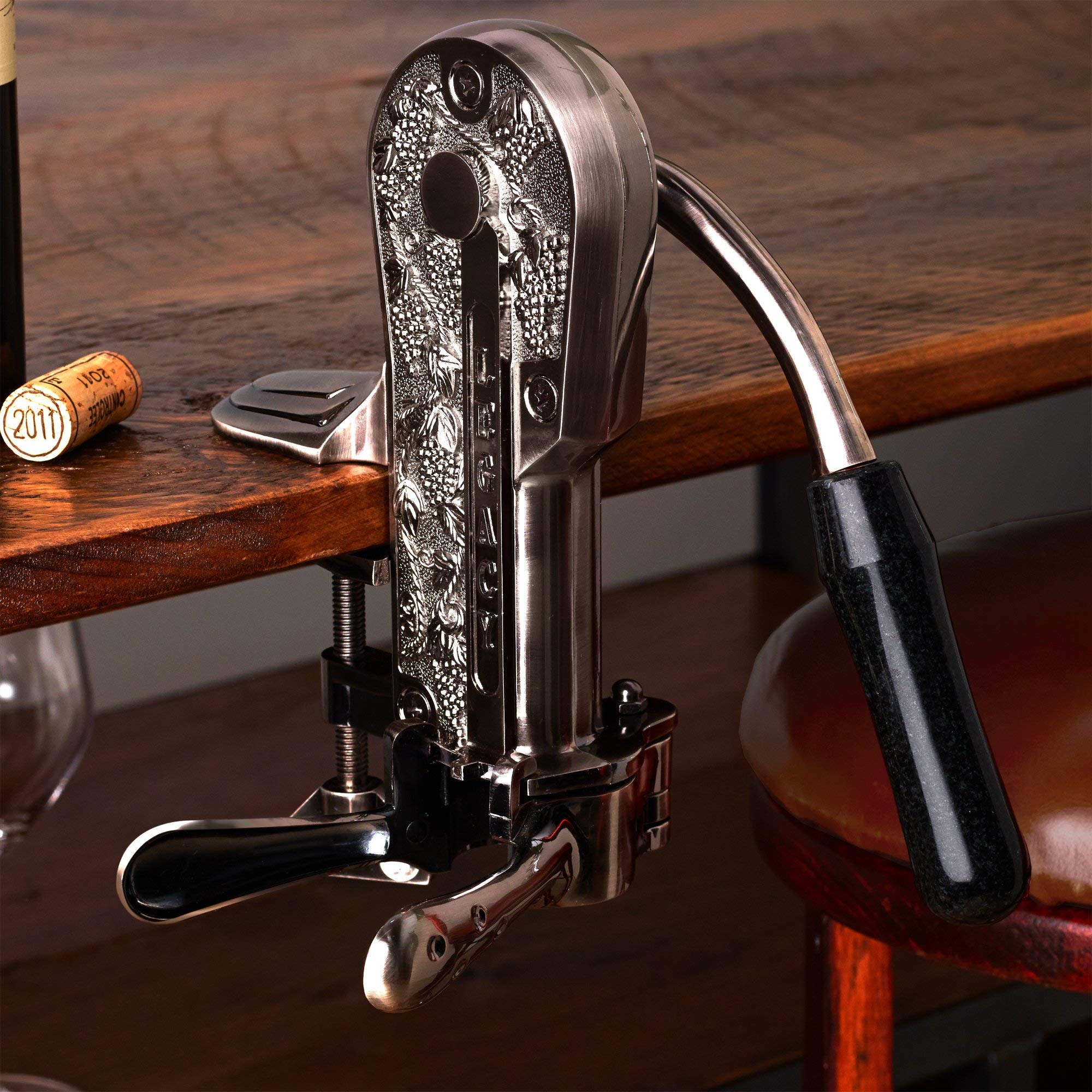 Legacy Corkscrew With Black Marble Handle - Pewter