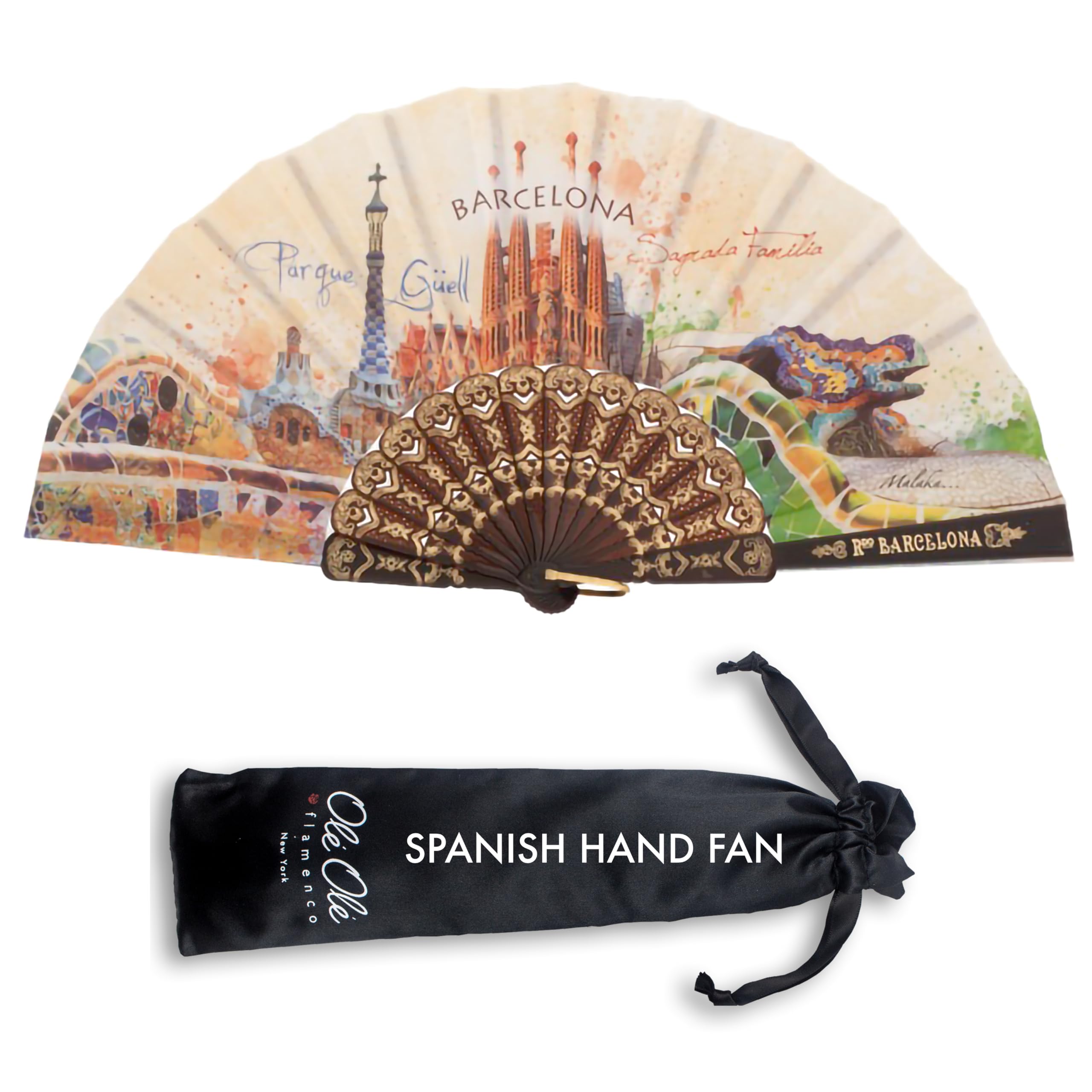 Ole Ole Flamenco Spanish Hand Fan from Barcelona - Flamenco Fan - Authentic Folding Fan - Spanish Hand Fans for Women, Dance, So