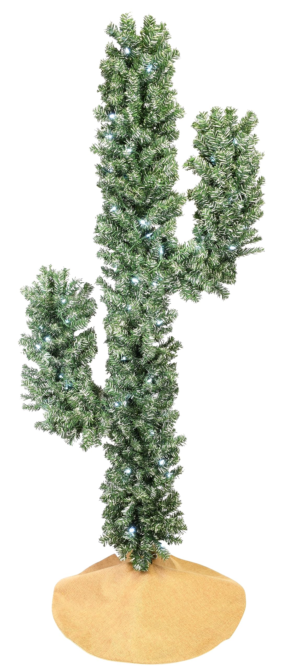 Tree Buddees Pre-lit LED Lights Cactus Christmas Tree 6 Foot Tall (White LED Lights)