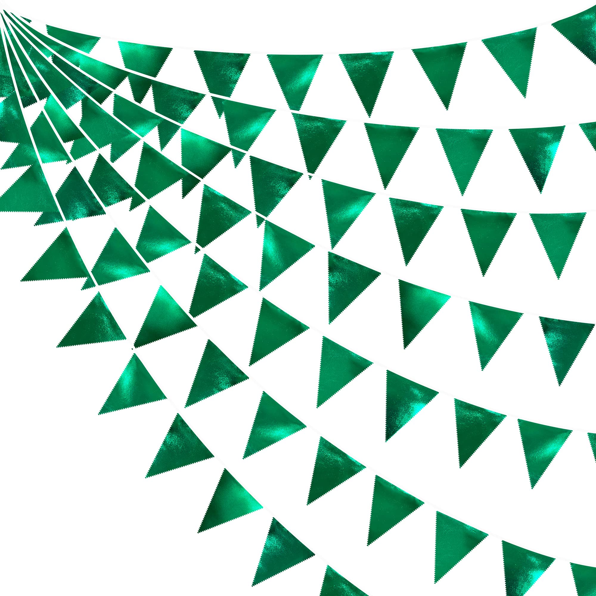 Green Party Decorations Triangle Pennant Banner Flag Dark Green Metallic Fabric Bunting Garland For Graduation Wedding Bridal Sh