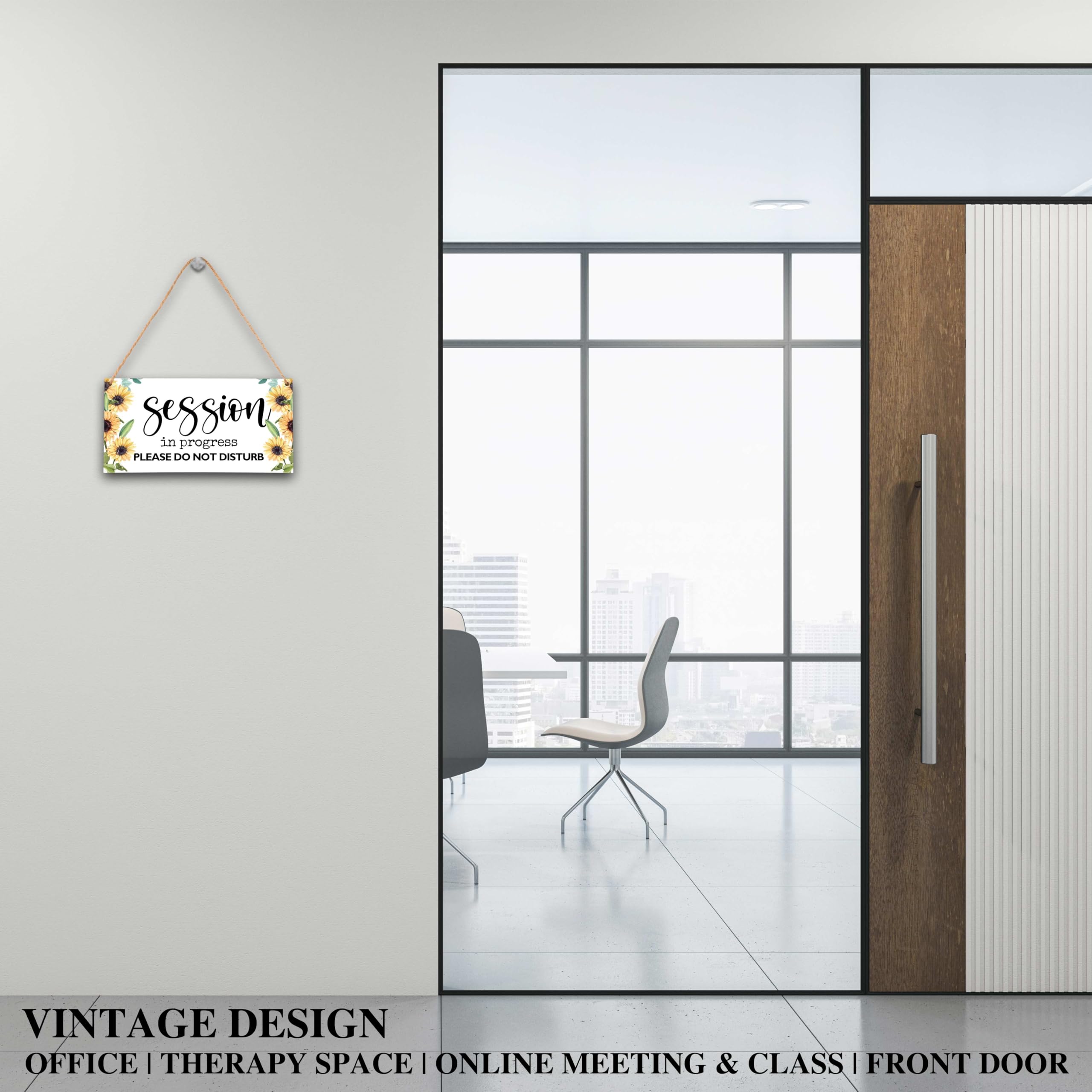 In Session Door Sign for Therapists, Do Not Disturb Hanger Sign for Therapy Office Decor, 6X12 Inches Double Sided Wooden Welcom