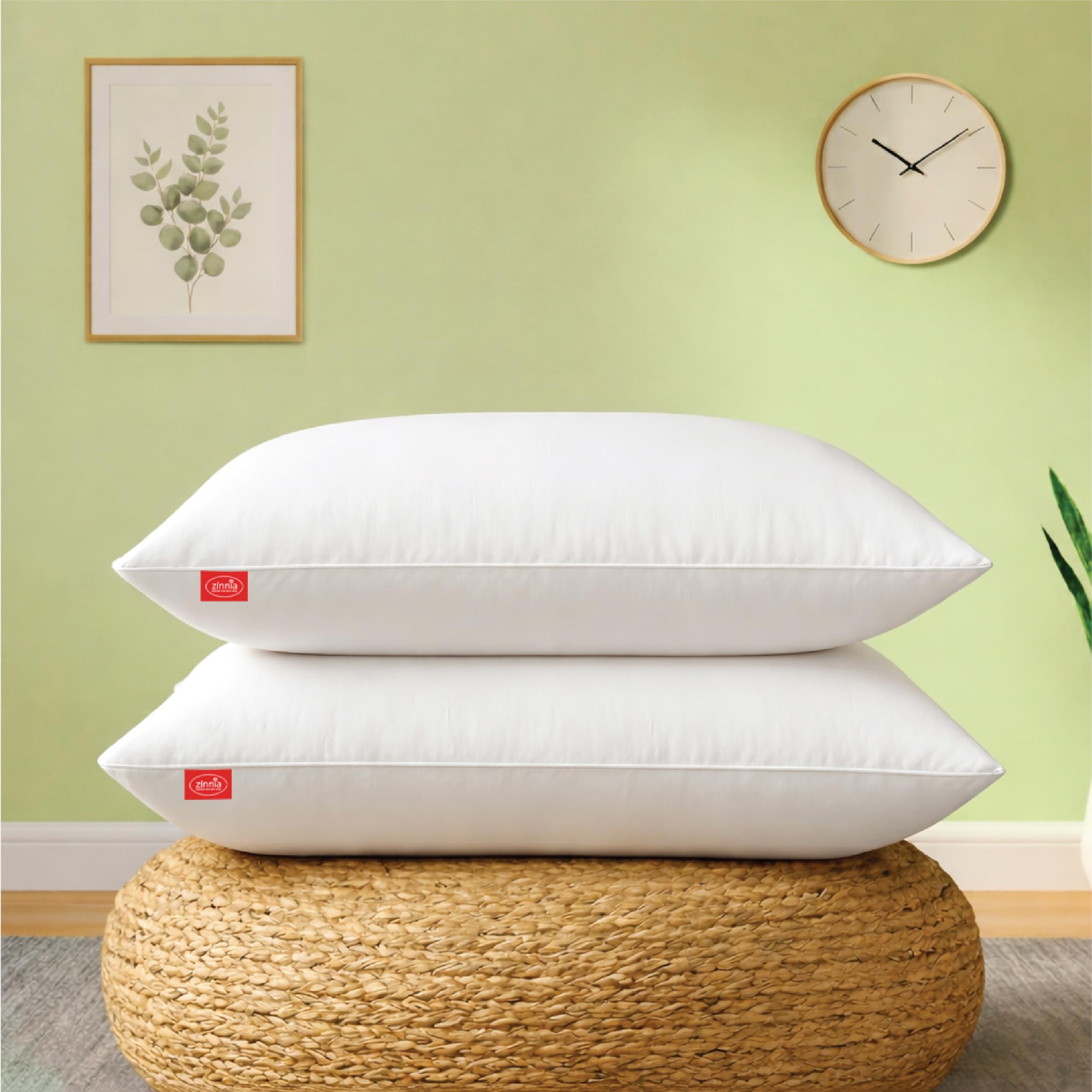 Zinnia Comfort Soft Microfiber Pillow | White | Standard Size 45 X 70 Cm | Pack Of 2