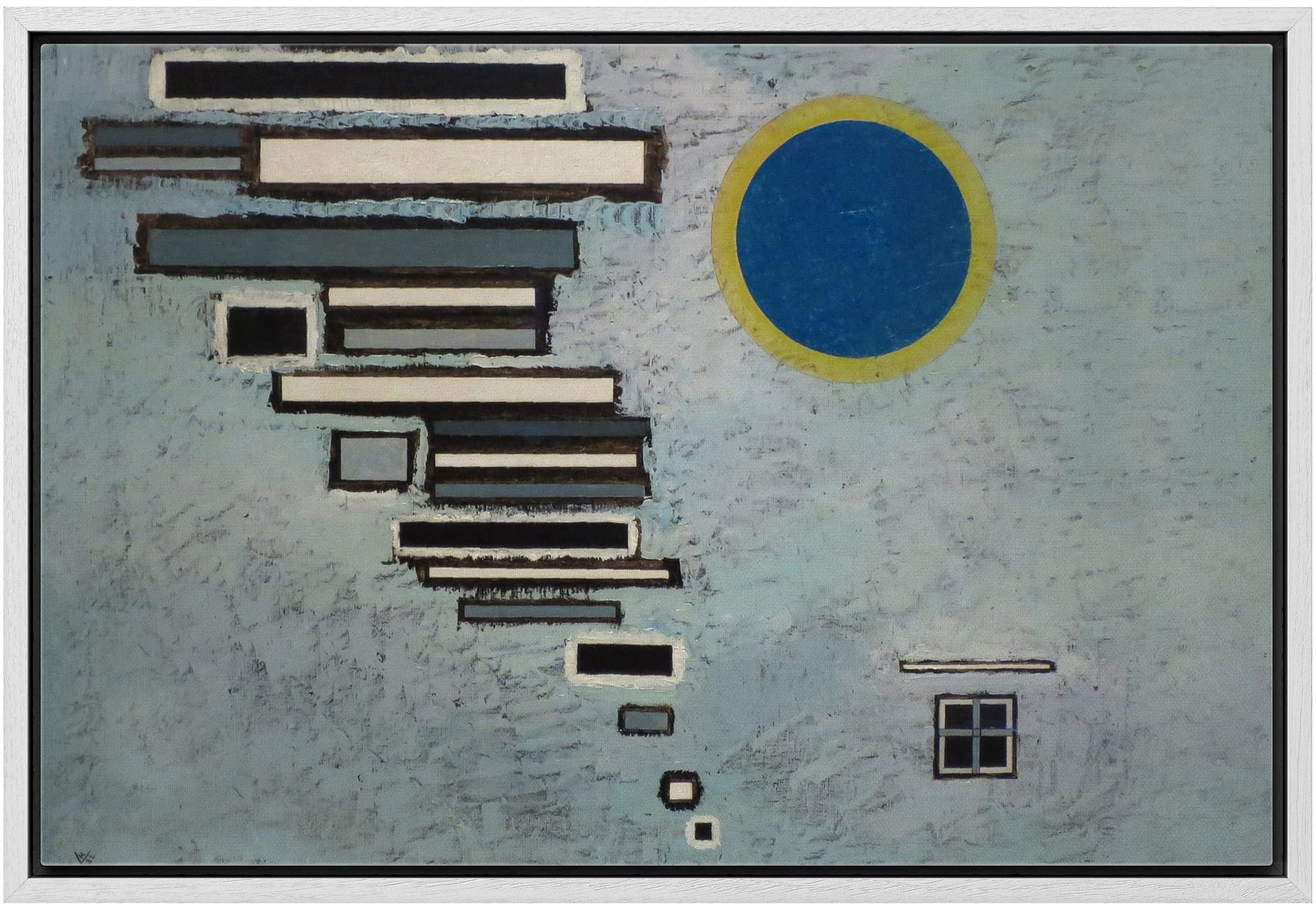 Wall26 - Unequal By Vassily Kandinsky - Framed Canvas Print Wall Art Famous Painting Reproduction - 16''X24'' White