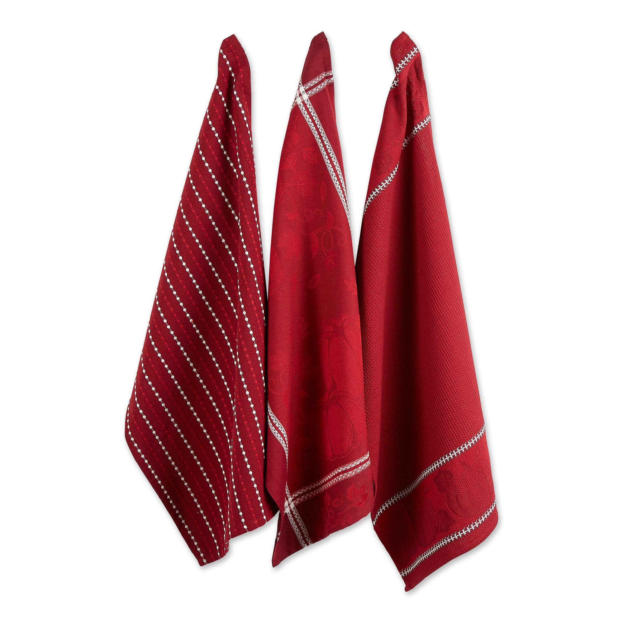 DII Fall Harvest Dishtowel Set, Redwood, 18x28, 3 Piece