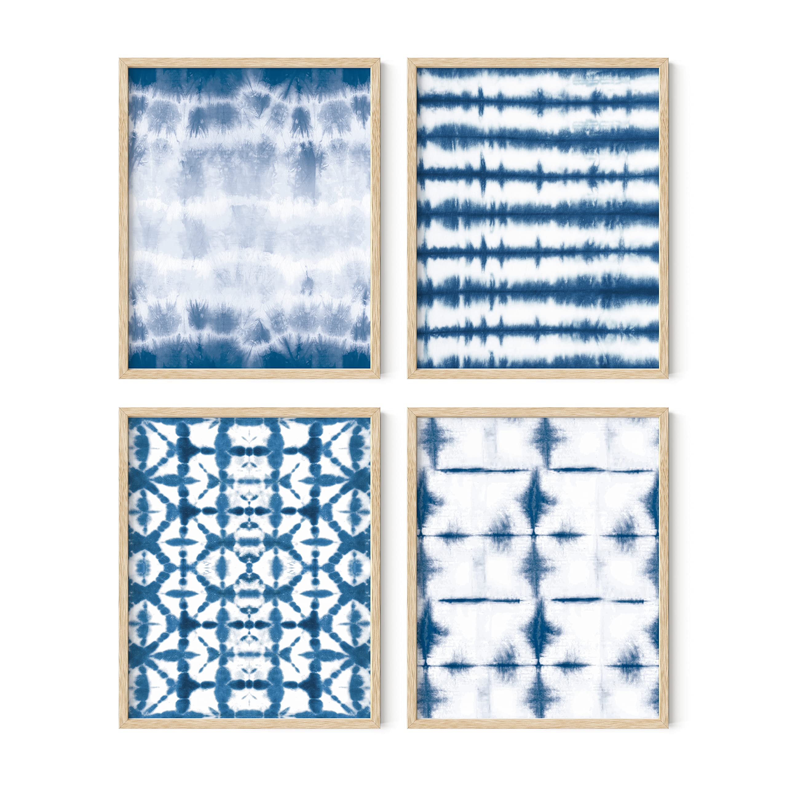 HAUS AND HUES Abstract Blue Art Set of 4 - Navy Blue Prints, Modern Paintings, Aesthetic Wall Decor, Artwork for Home (Unframed,