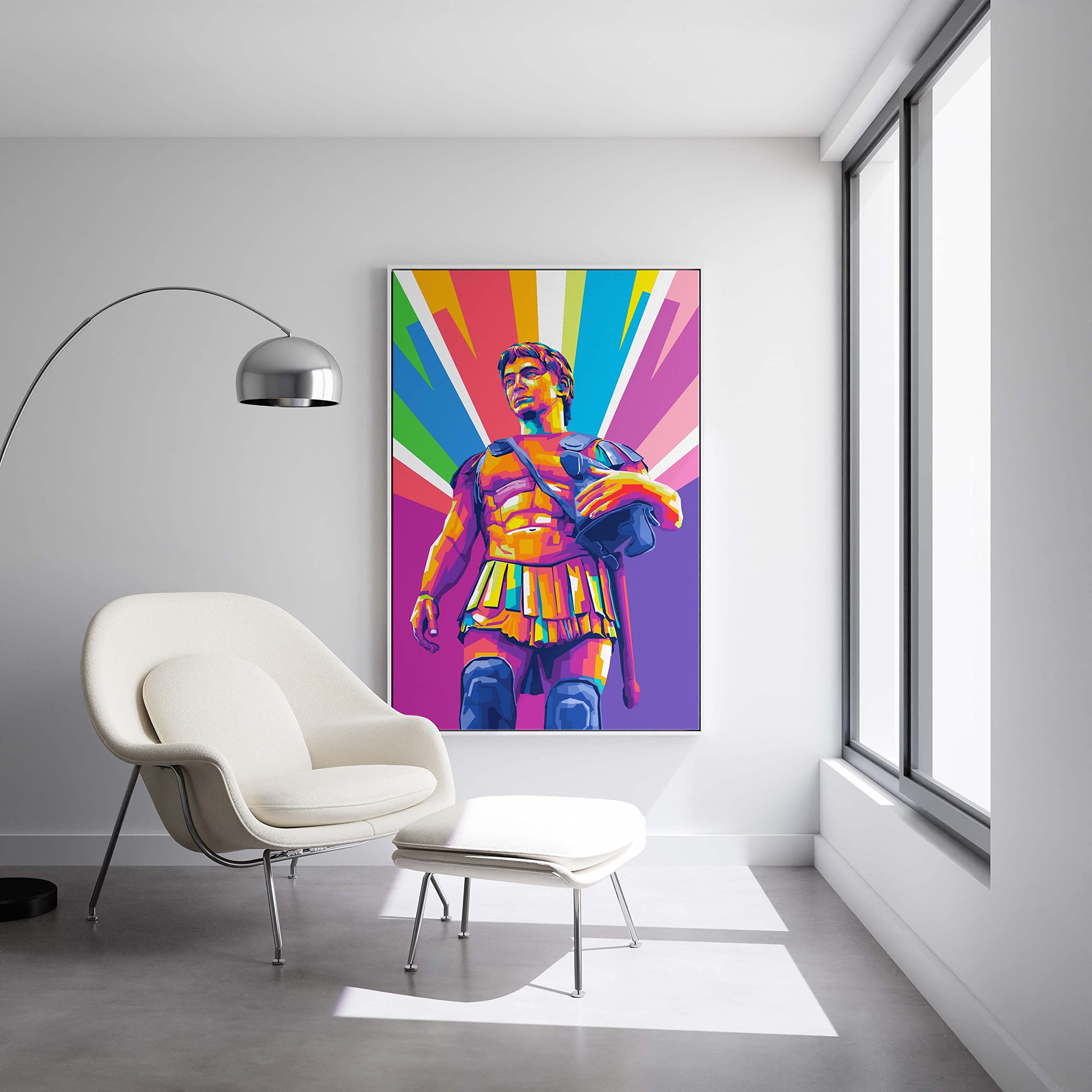 Alexander The Great - King Of Macedon - Ready To Hang Framed Pop Art, Large Canvas Wall Decor Art (Stretcher Bars Only, 32X48 In