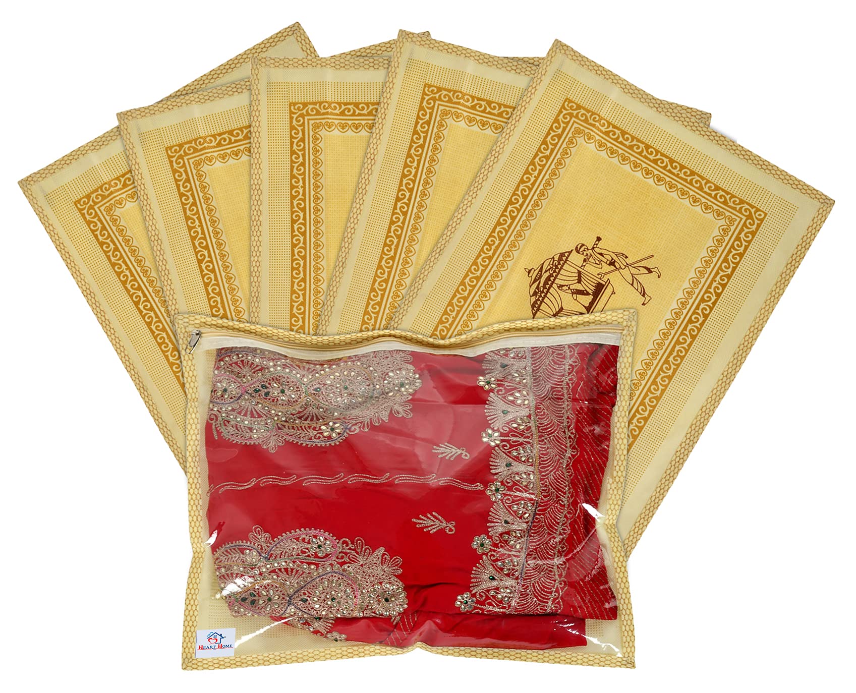 Kuber Industries 6 Pcs Plastic Waterproof Saree Covers For Storage | Wardrobe Organizer For Storage | Saree Organiser For Wardro
