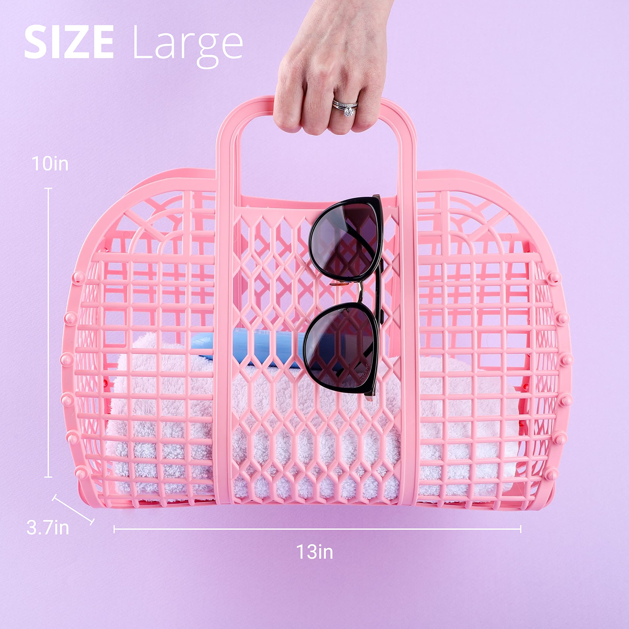 Babana Jelly Bags - (Set) Small And Large Mother Daughter Jelly Totes | Reusable Gift Basket, Beach Bags - (Small, Large) - Pale