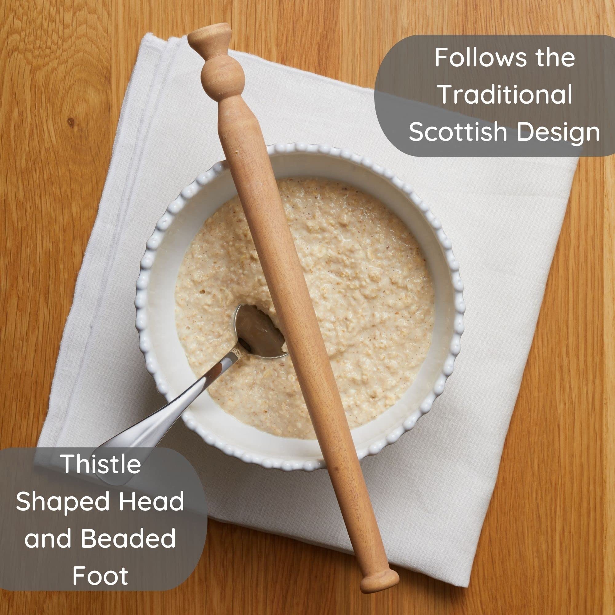 Muldale Wooden Porridge Spurtle - 11.5'' Oatmeal Spoon Scottish Stick Stirrer - Spurtles Kitchen Tools - Traditional Scottish Wo