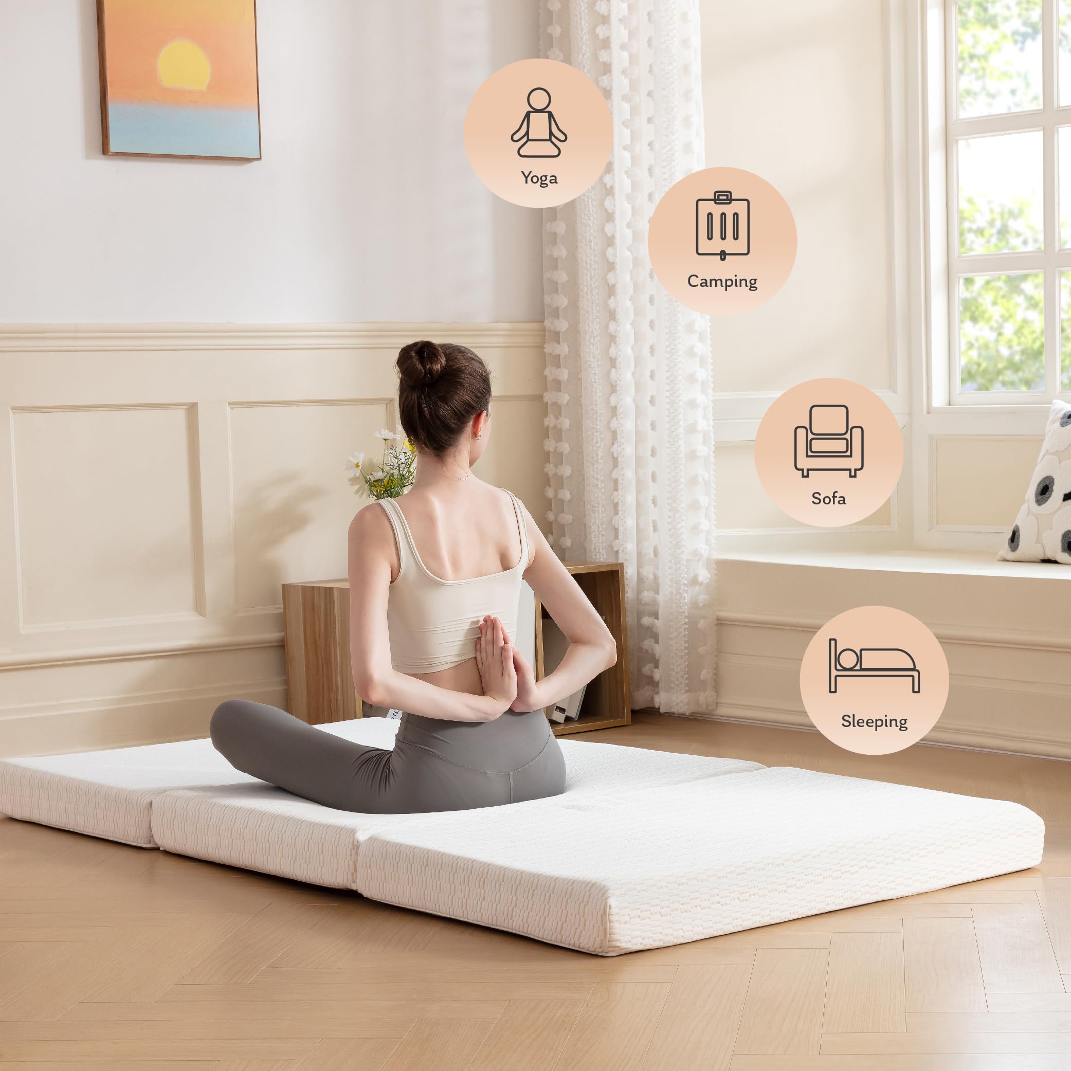 Mlily Folding Mattress, 4 Inch Twin Tri-Fold Memory Foam Mattress, Foldable Mattress With Storage Bag And Washable Cover, Travel